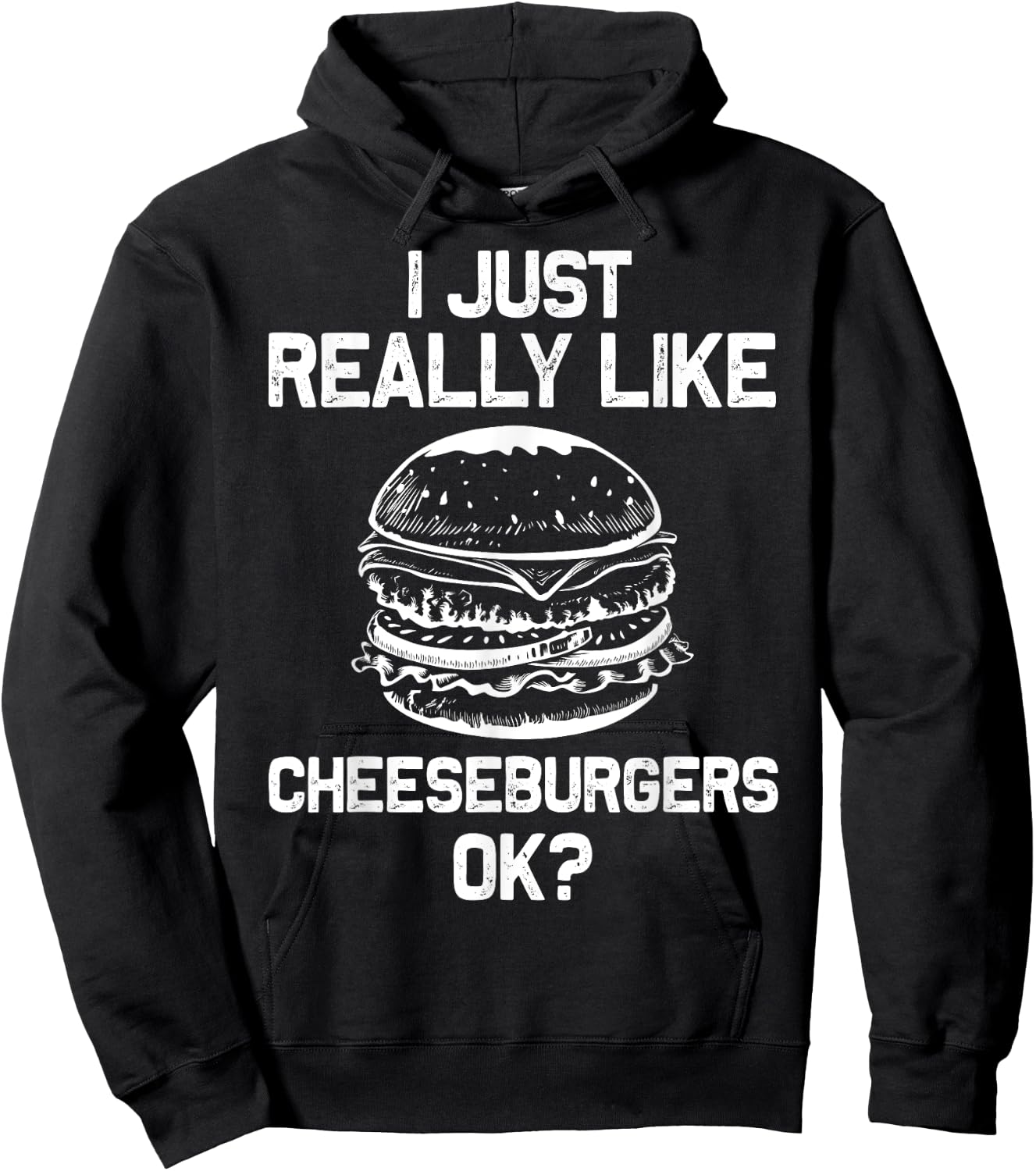 Funny Cheeseburger Hamburger Design Burger Lover Men Women Hoodie - Hoodie | Black