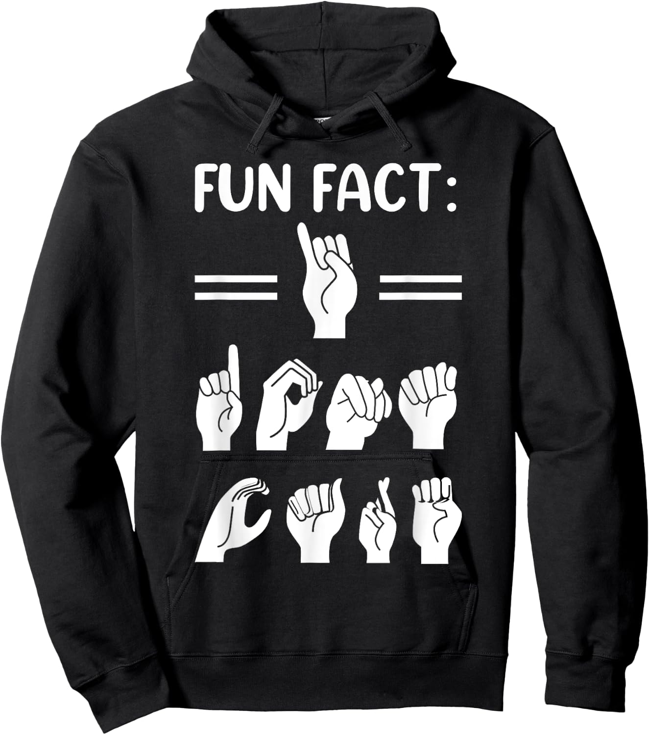 Funny ASL American Sign Language Fun Fact I Don't Care Hoodie - Hoodie | Black
