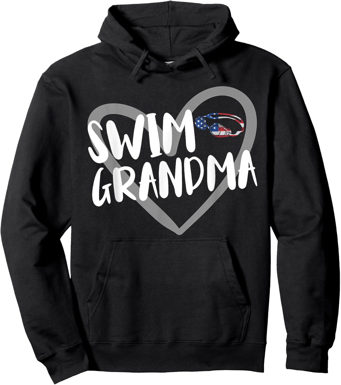 Funny Swimming Swim Grandma USA Flag Hoodie - Hoodie | Black