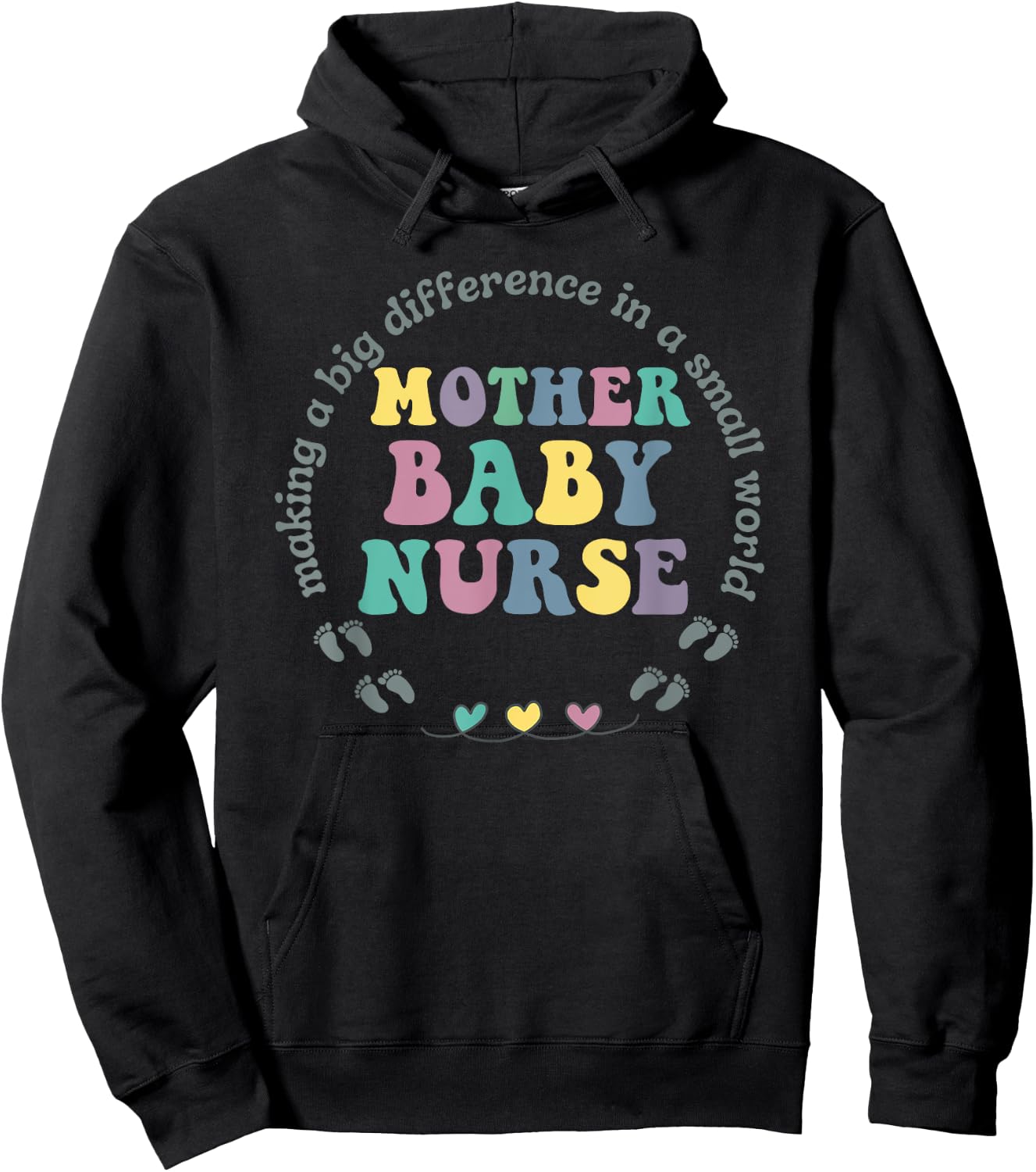groovy Mother Baby Nurse Postpartum Mom Baby Nursing Hoodie - Hoodie | Black