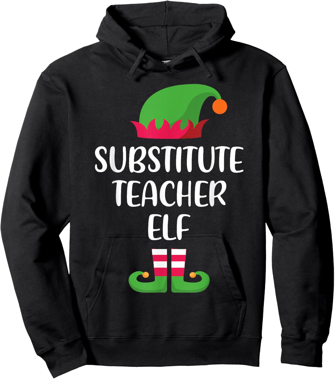 Substitute Teacher Elf Christmas Family Matching group Hoodie - Hoodie | Black