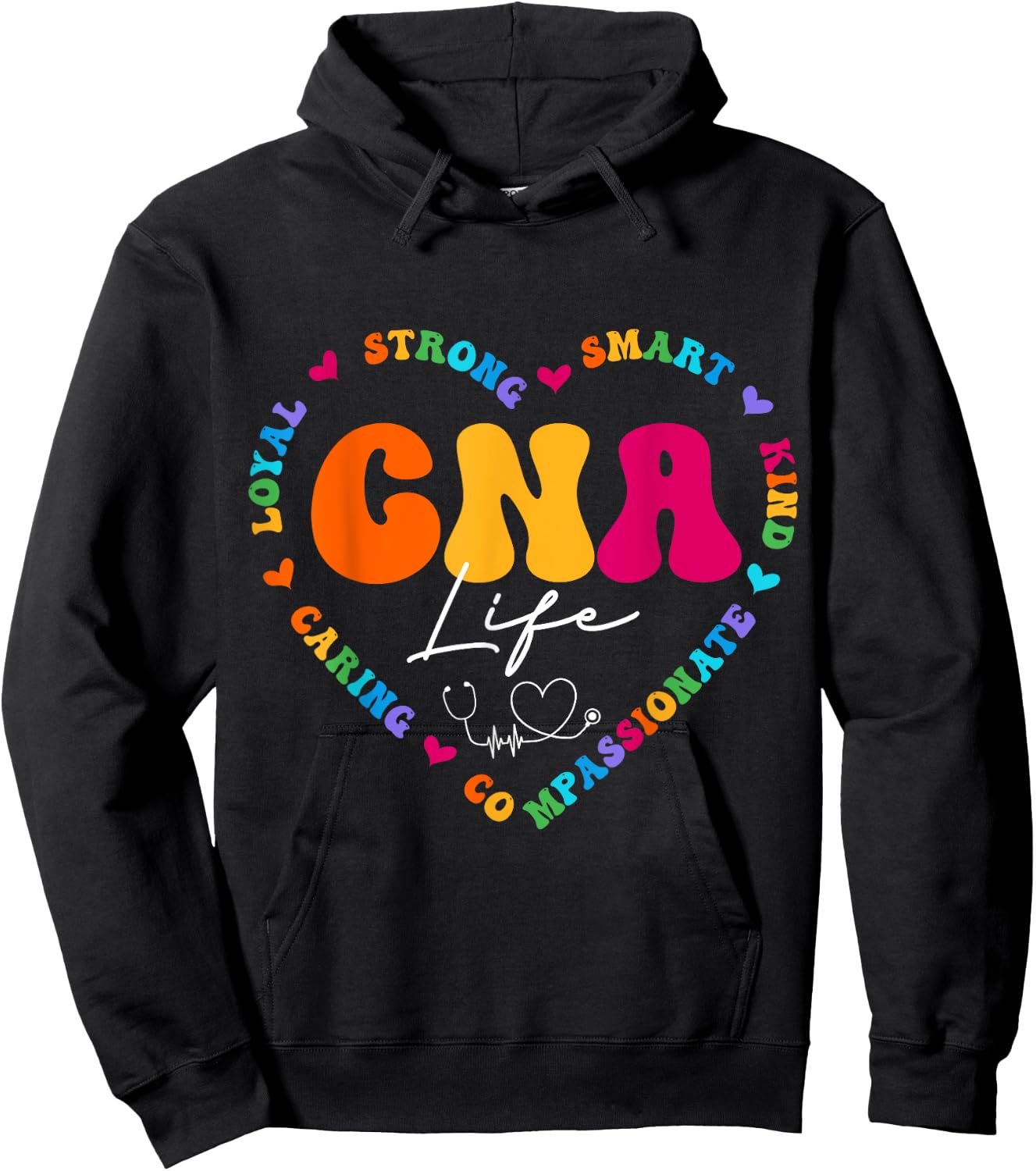 CNA Life Appreciation Gifts Ideas Cute Nurse Appreciation Women's Black Multicolor Hoodie - Hoodie | Black
