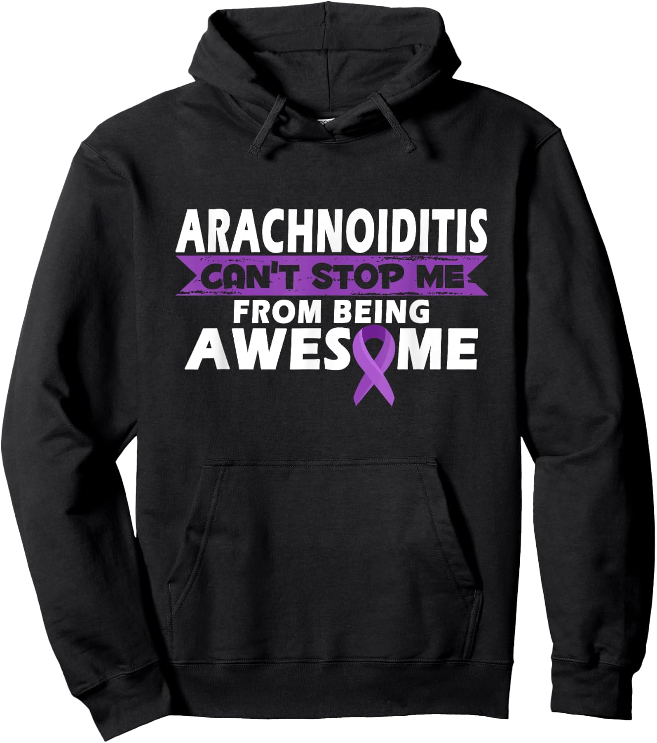 Arachnoiditis Awareness Warrior | Purple Ribbon Hoodie - Hoodie | Black