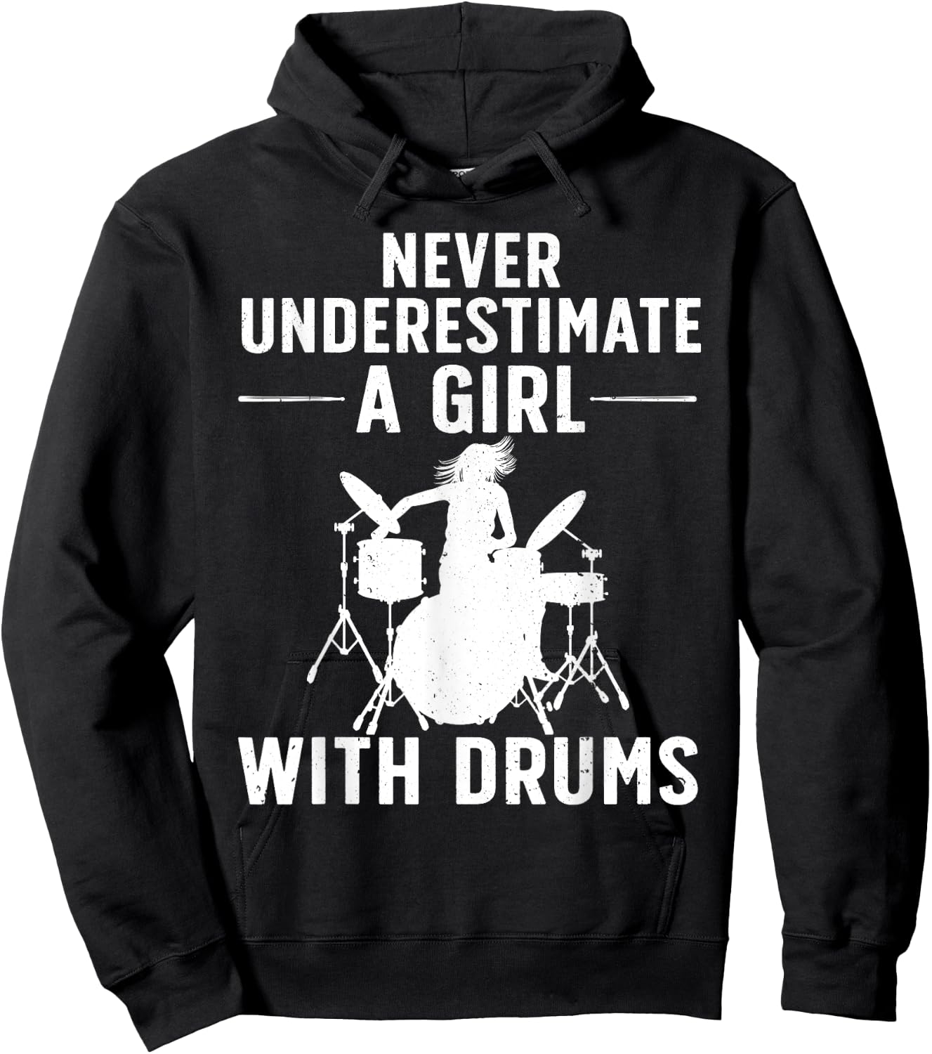 Funny Drummer Design Girls Kids Drums Player Lover Hoodie - Hoodie | Black