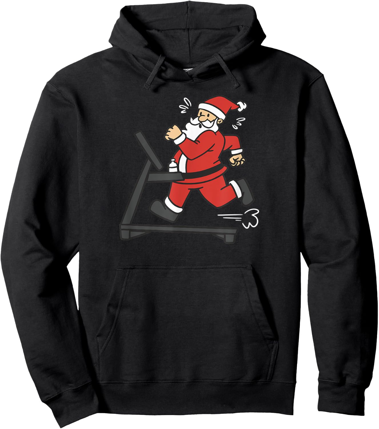 Santa Claus Treadmill Christmas Cardio Calories Fitness Fun Hoodie - Hoodie | Black