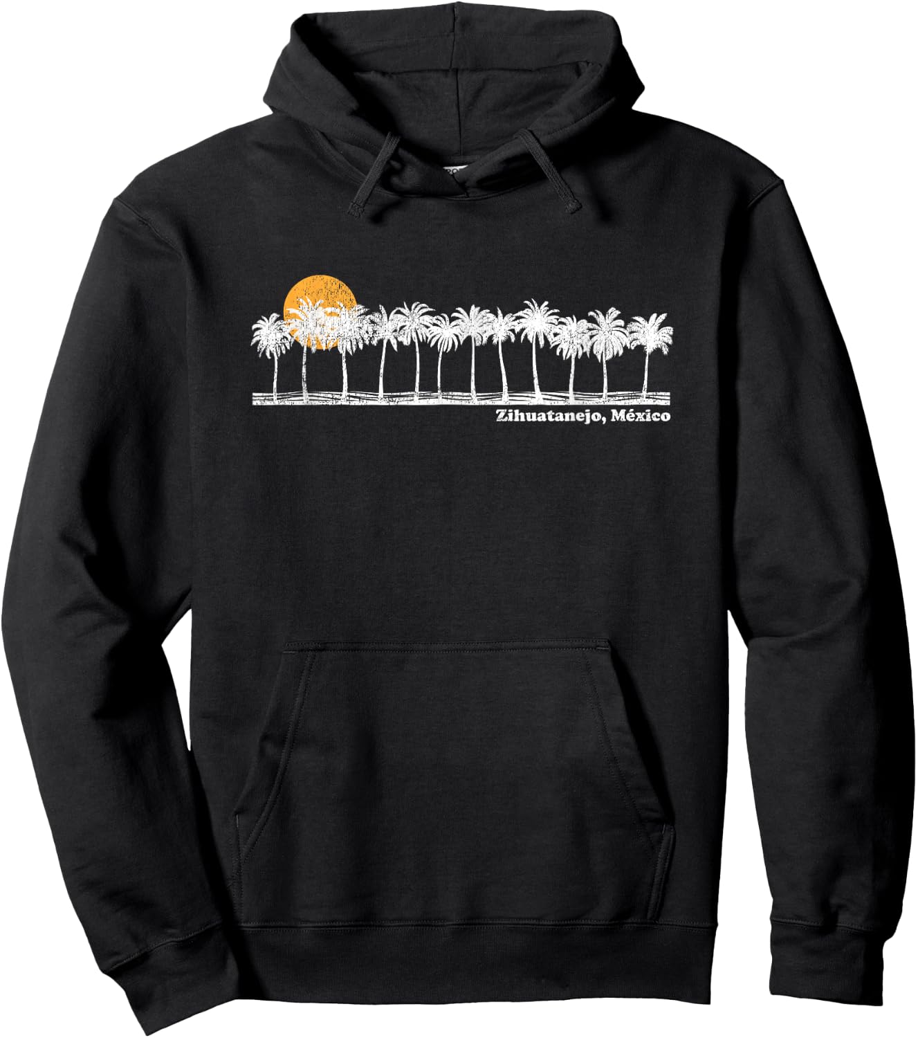 Zihuatanejo Vintage 70s Retro Throwback Design Hoodie - Hoodie | Black