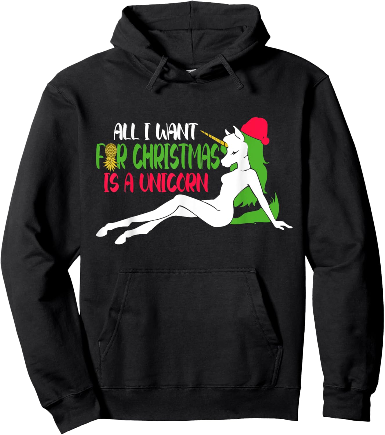 All i want for Christmas is a Unicorn - Christmas Swinger Hoodie - Hoodie | Black