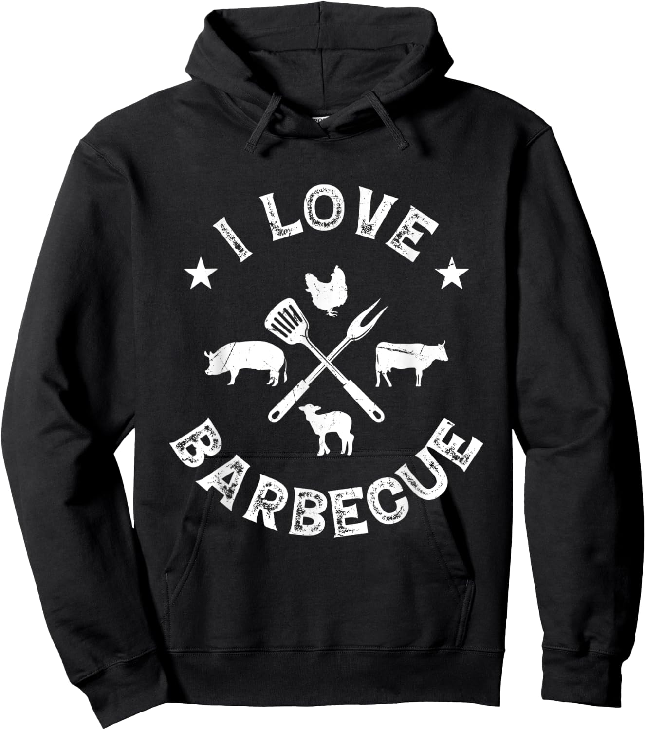 I Love Barbecue Grilling Chef BBQ Meat Lover BBQ Grill Chefs Hoodie - Hoodie | Black
