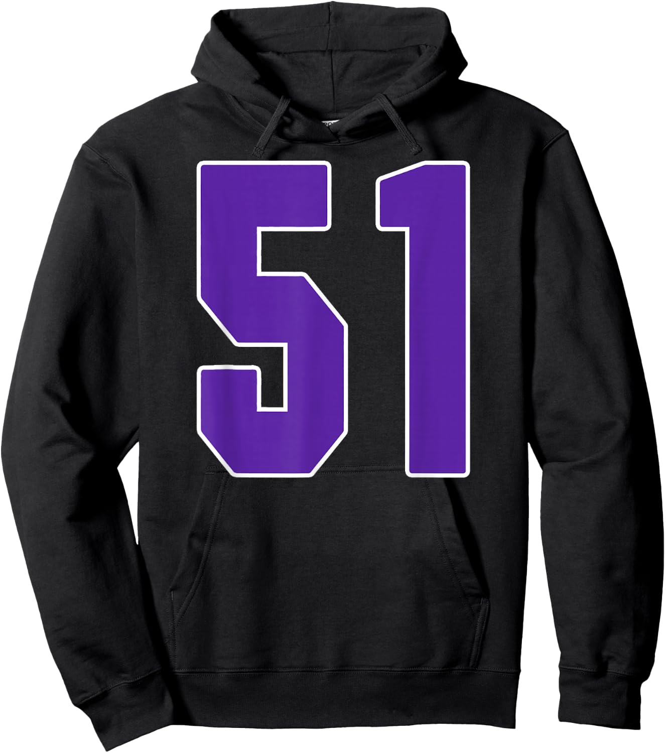 Purple Number 51 Jersey Big #51 Uniform Favorite Player Hoodie - Hoodie | Black