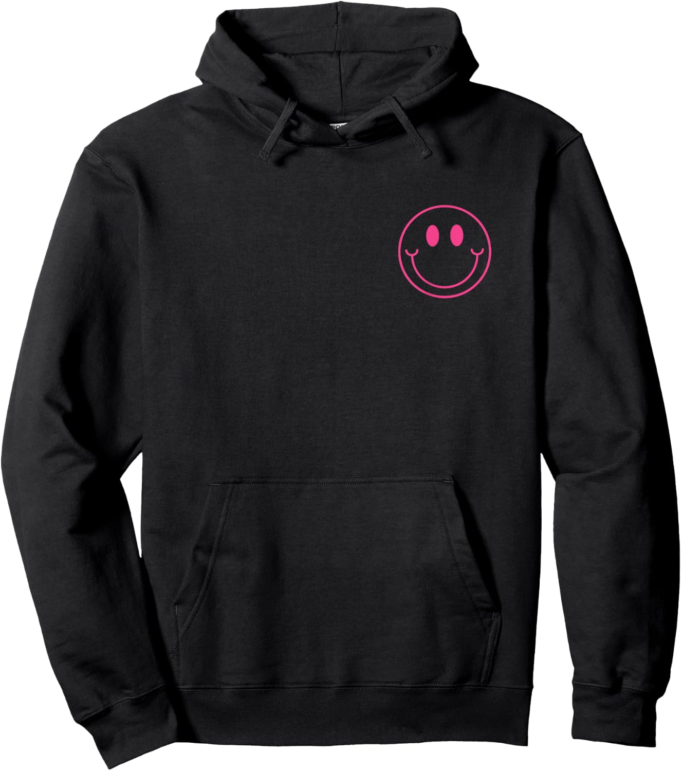 Minimalist Smile Face Shirt Happy Smiling Face Pocket Logo Hoodie - Hoodie | Black