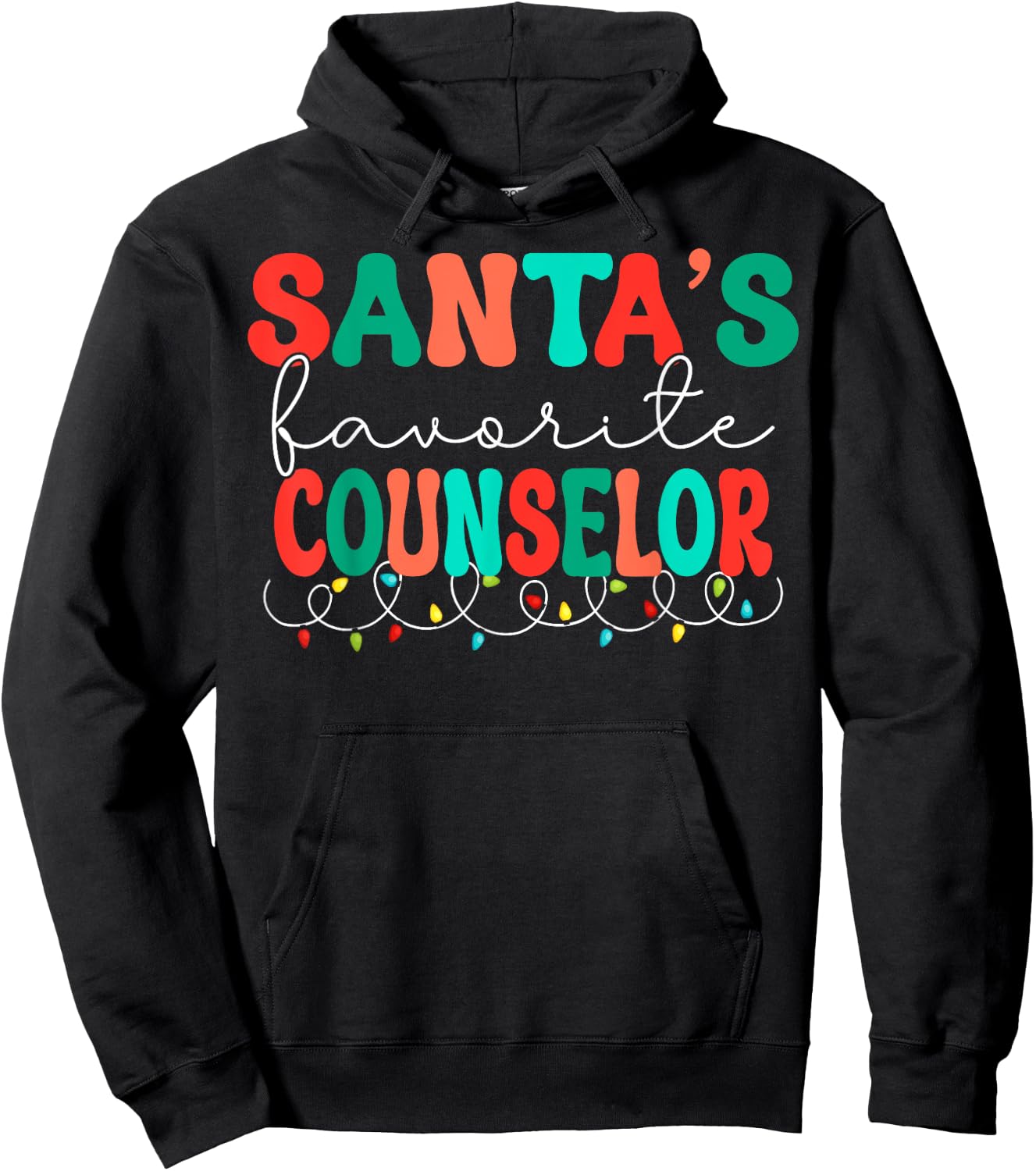 Santas Favorite Counselor Retro Christmas School Counselor Hoodie - Hoodie | Black