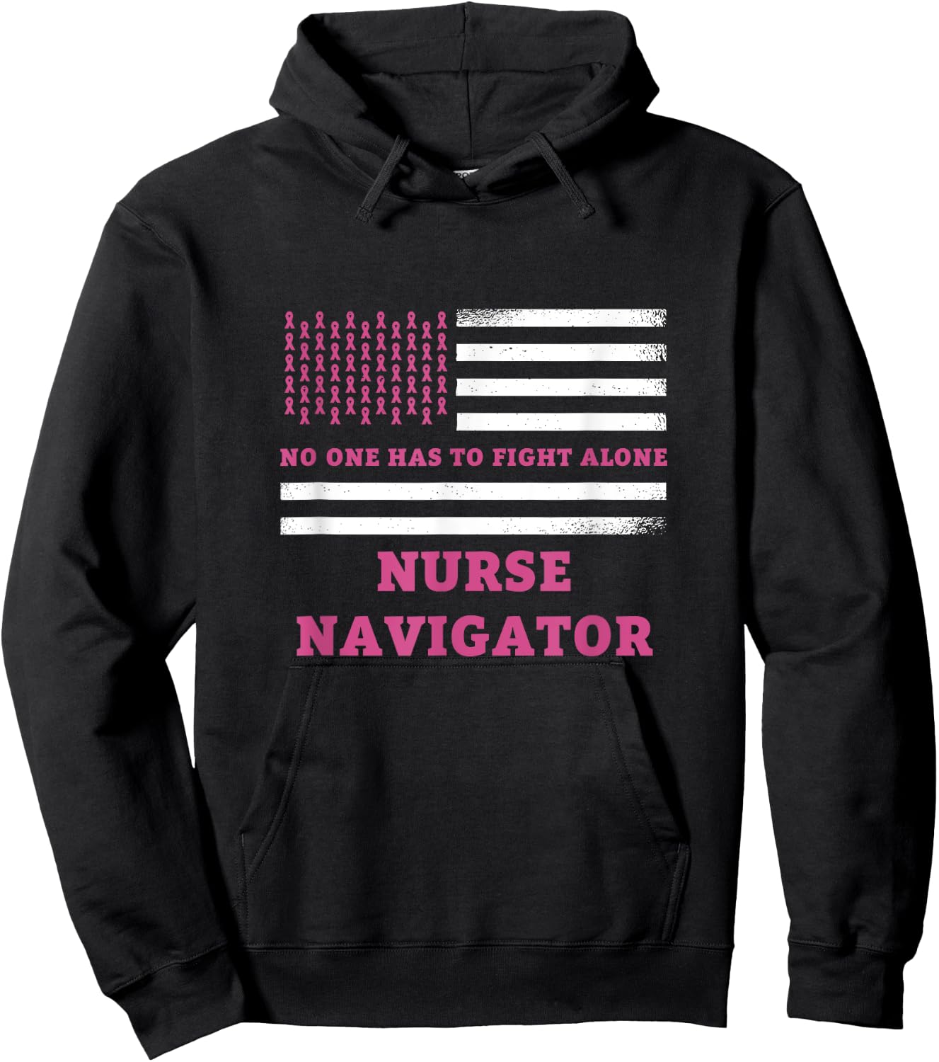 Breast Cancer Awareness Nurse Navigator Pink Ribbon Hoodie - Hoodie | Black