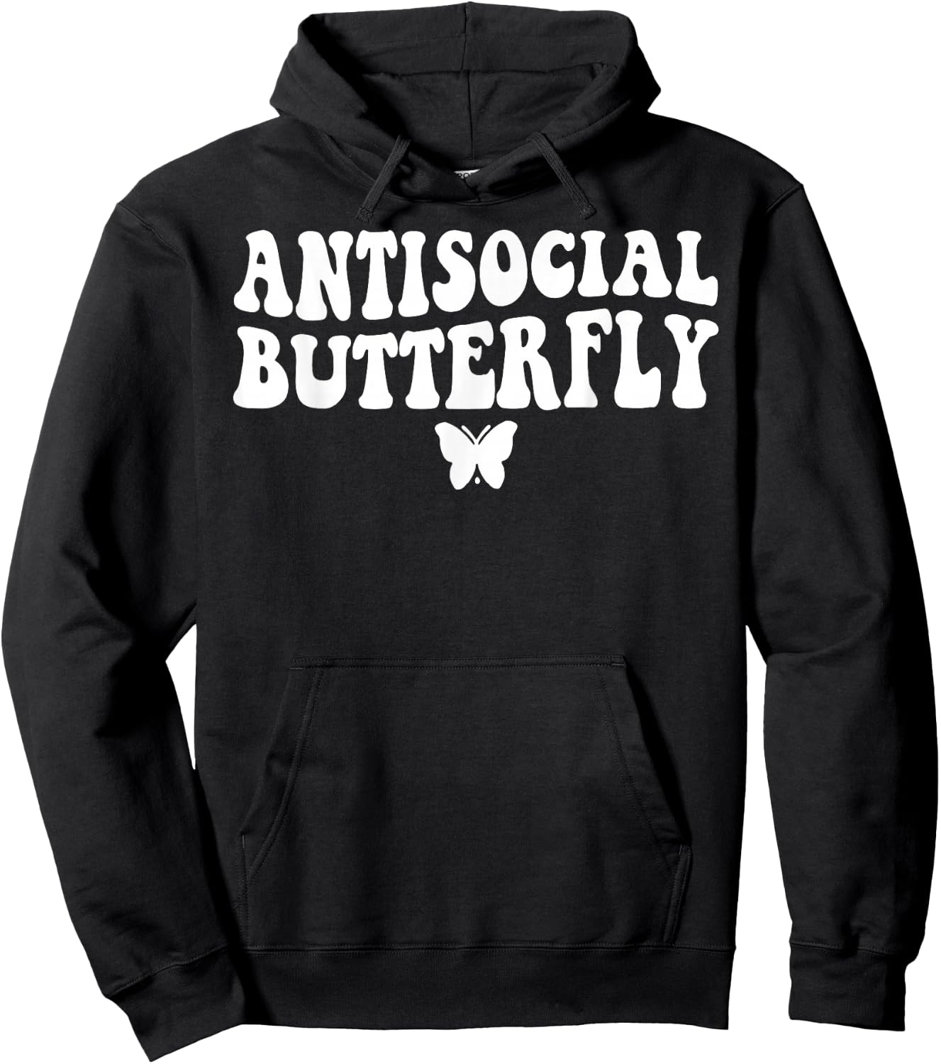 Funny Antisocial Butterfly Shirt - Adults Black Cotton Short Sleeve - Small - Classic Fit - Collarless - Retro-Modern - Butterfly Theme - Birthday Occasion Hoodie - Hoodie | Black