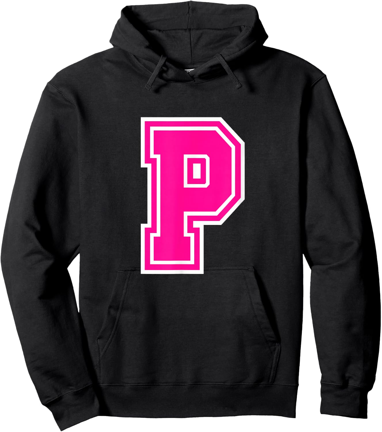 Letter P Pink Monogram Initial Hoodie - Hoodie | Black
