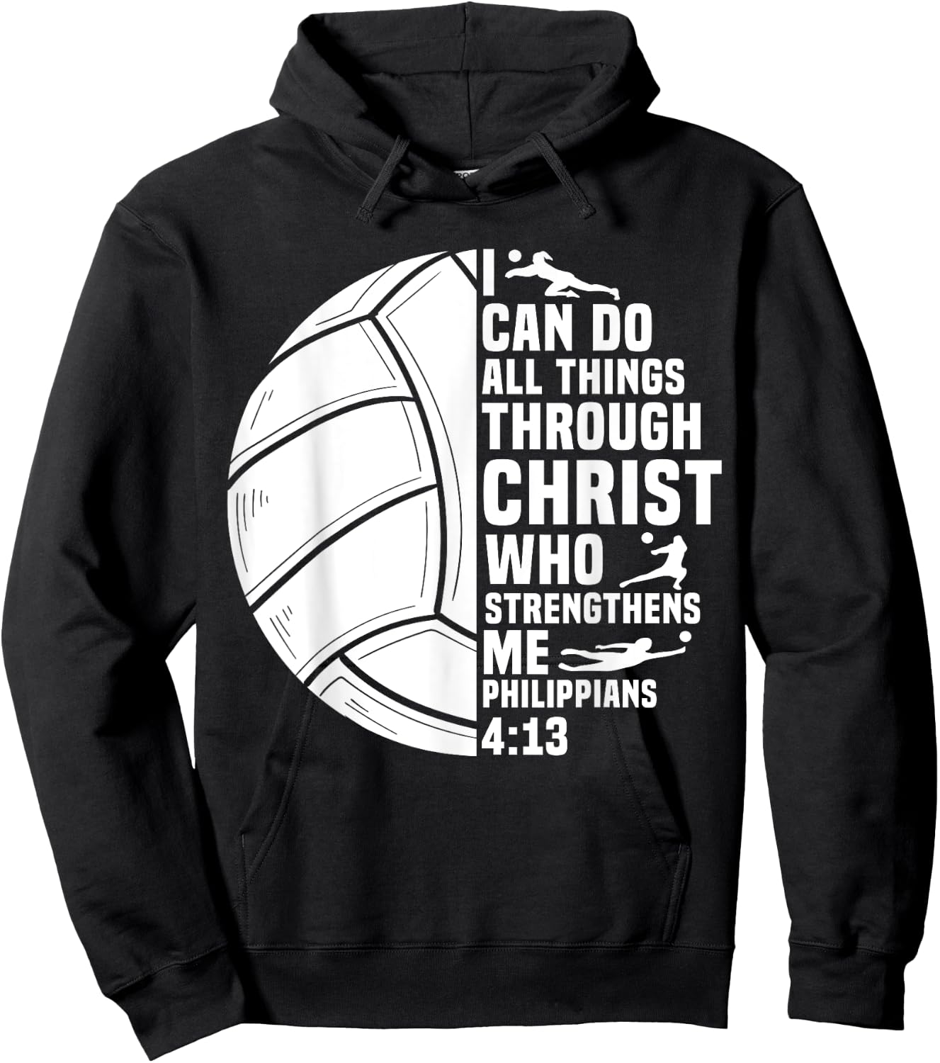 Funny Volleyball Christian Design Women Boys Girls Hoodie - Hoodie | Black