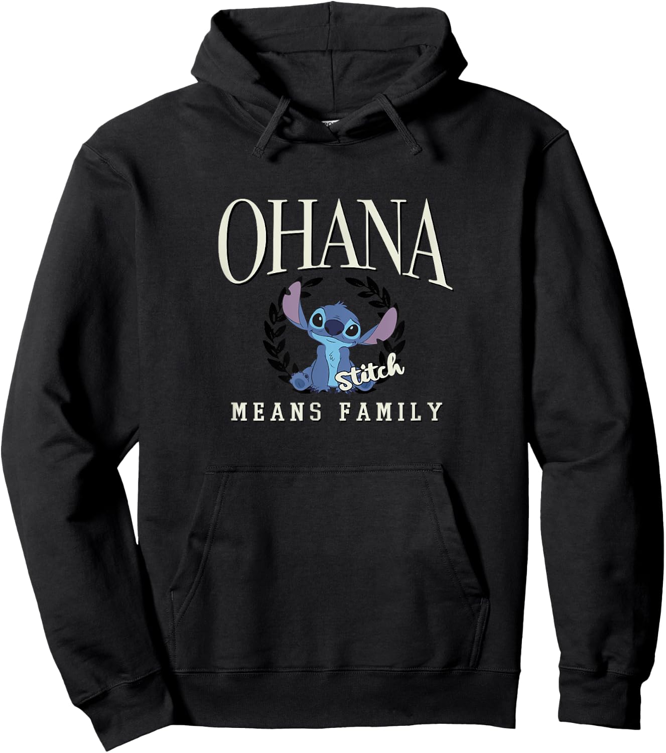 Disney Lilo & Stitch Ohana Means Family Cute Stitch Logo Hoodie - Hoodie | Black