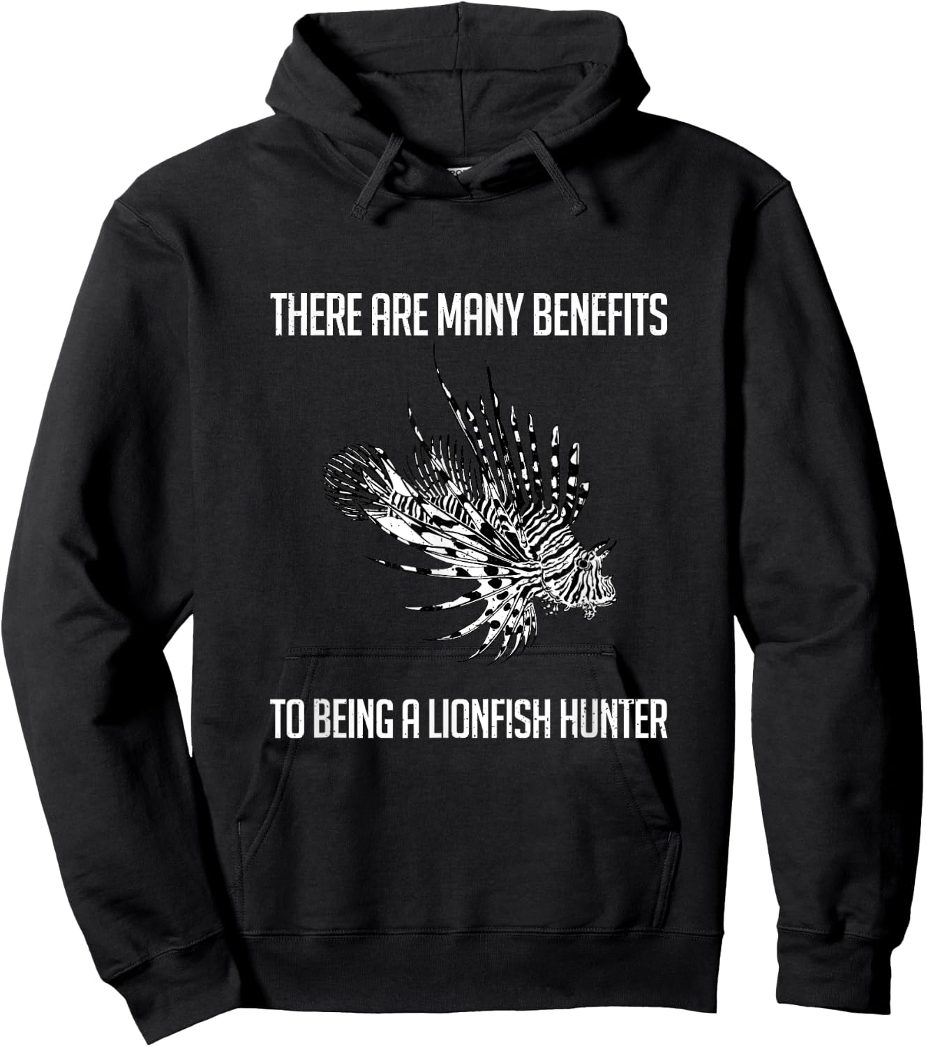 Funny There Are Many Benefits To Being A Lionfish Hunter Hoodie - Hoodie | Black