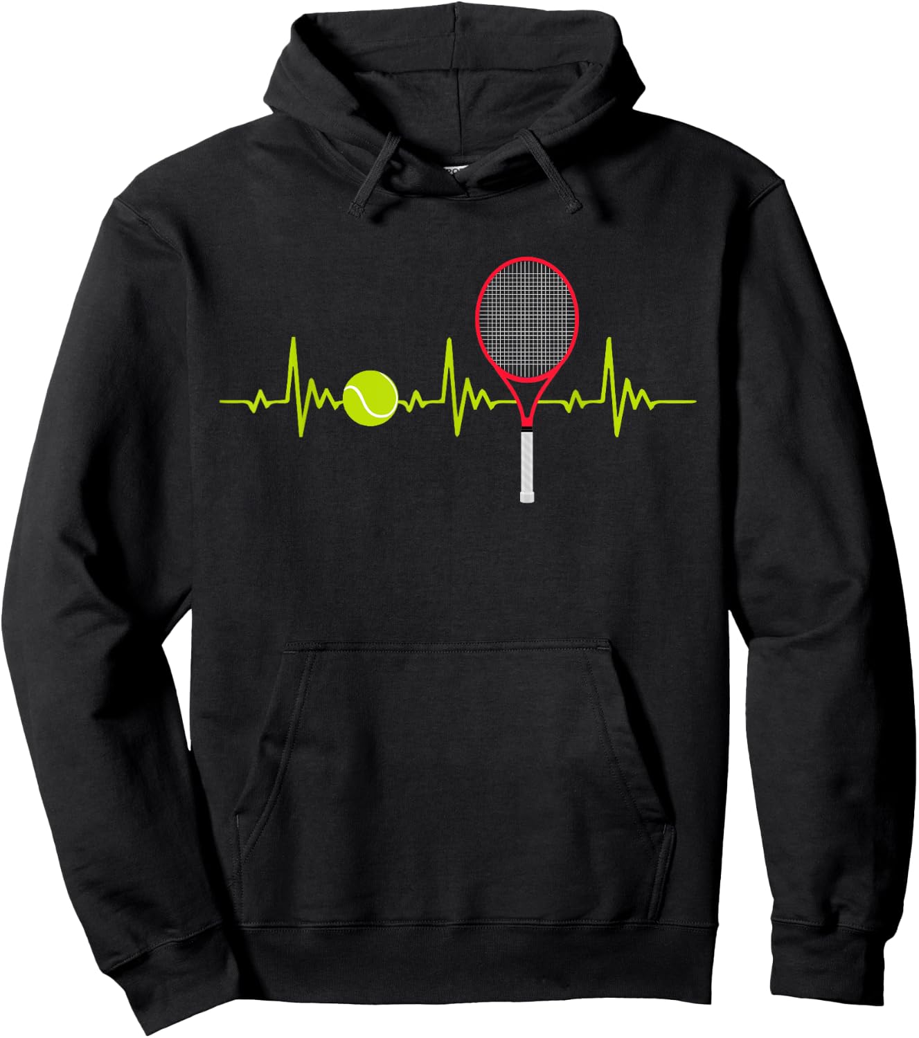 Tennis Player Retro Sport Racket Tennis Ball Heartbeat Hoodie - Hoodie | Black