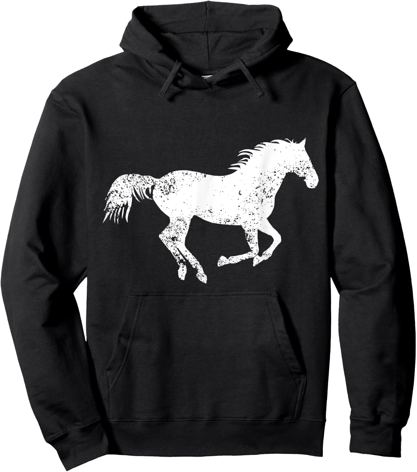 Equestrian Distressed Horse Print - Vintage Horse Hoodie - Hoodie | Black