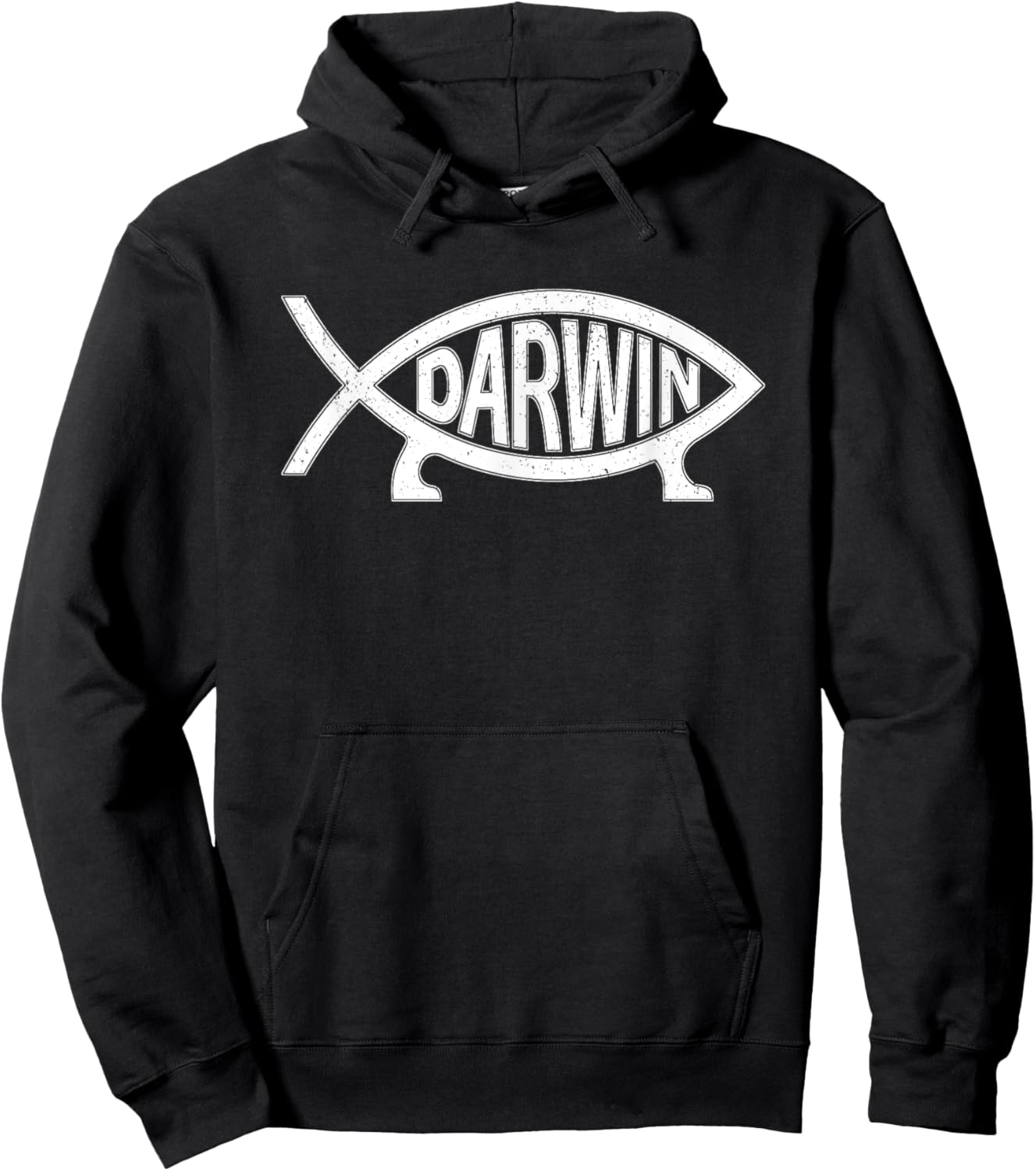 Darwin Ichthys Fish Symbol Fun Atheist Hoodie - Hoodie | Black