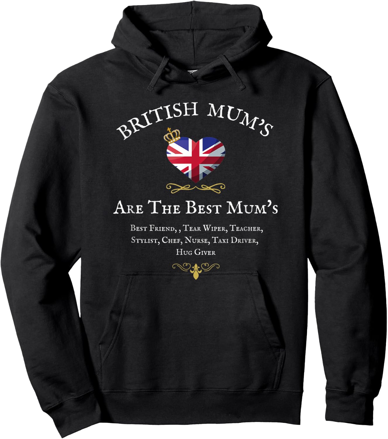 British Mum's, Are the Best Mum's, Uk, Gb, Union Jack Flag Hoodie - Hoodie | Black