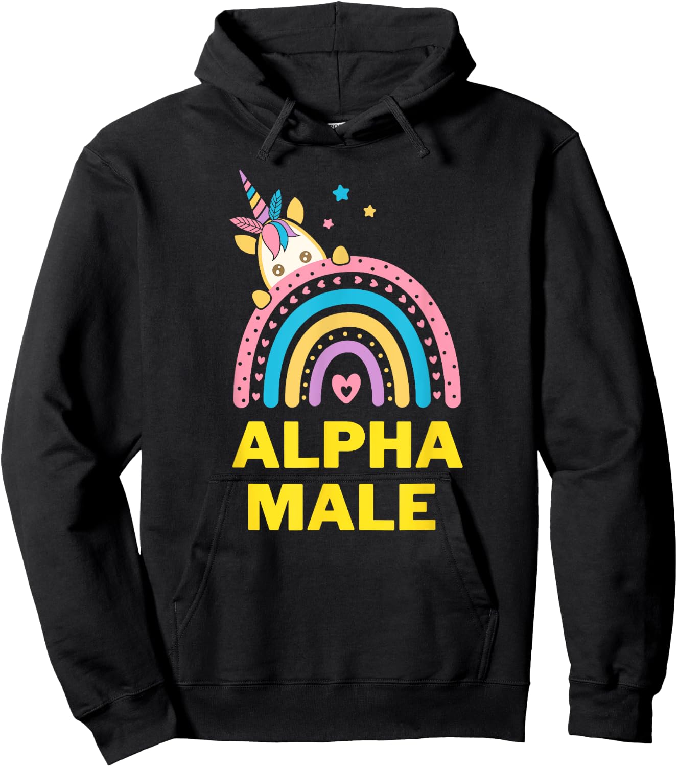 Ironic Alpha Male Unicorn Rainbow, Funny Hoodie - Hoodie | Black