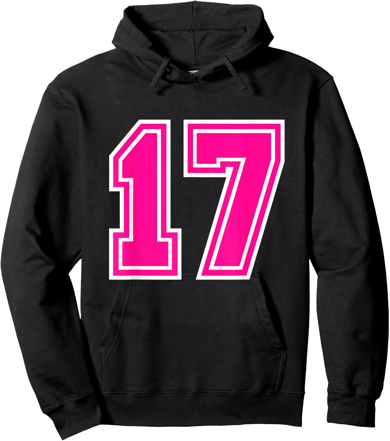 Number #17 Sport Pink Number Hoodie - Hoodie | Black
