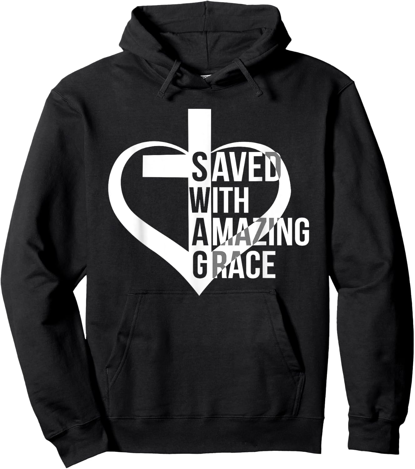 Saved With Amazing-Grace Swag Christian Faithcross Heart Hoodie - Hoodie | Black