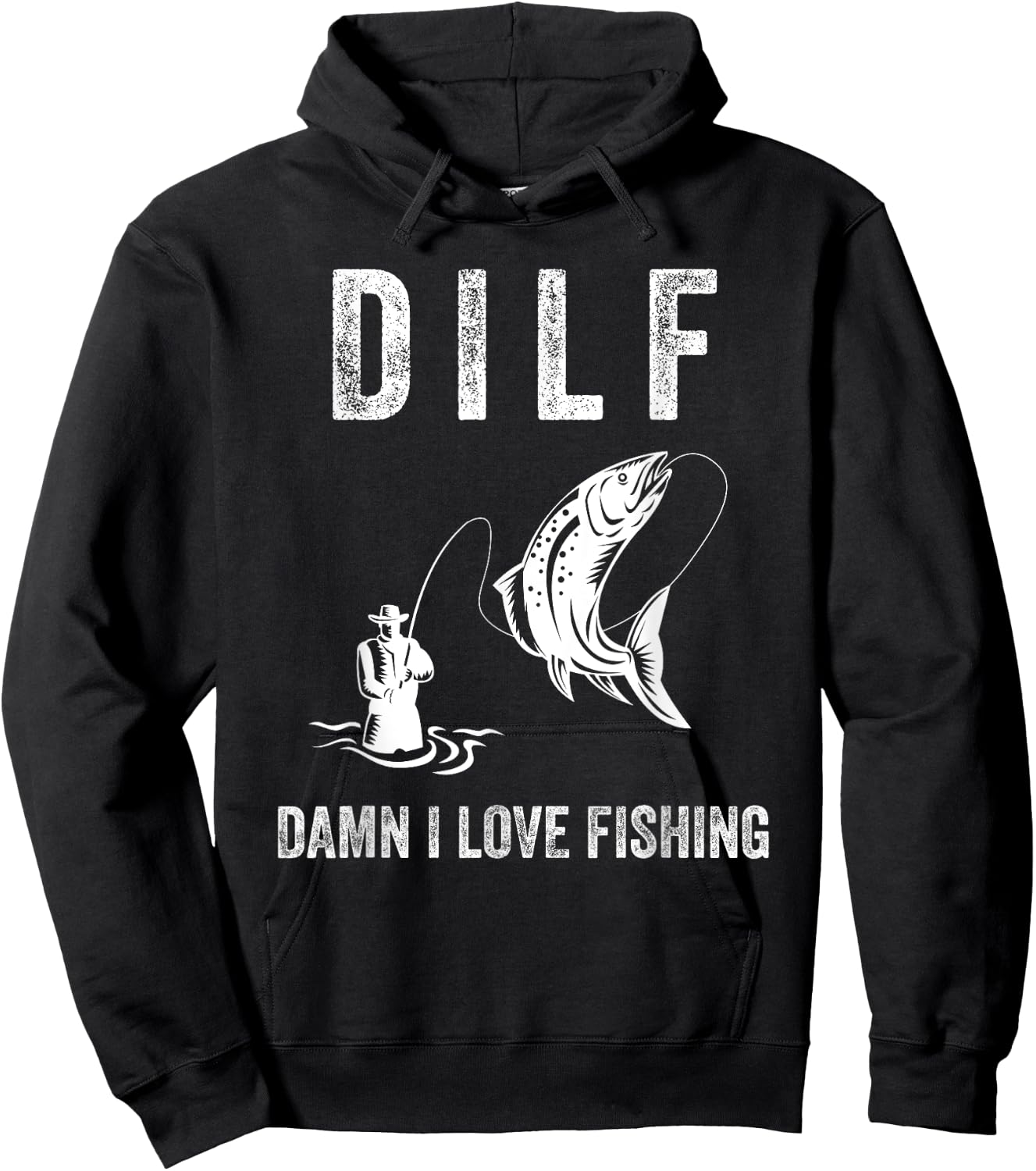 DILF Damn I Love Fishing Shirts With Saying Fisherman Gift Hoodie - Hoodie | Black
