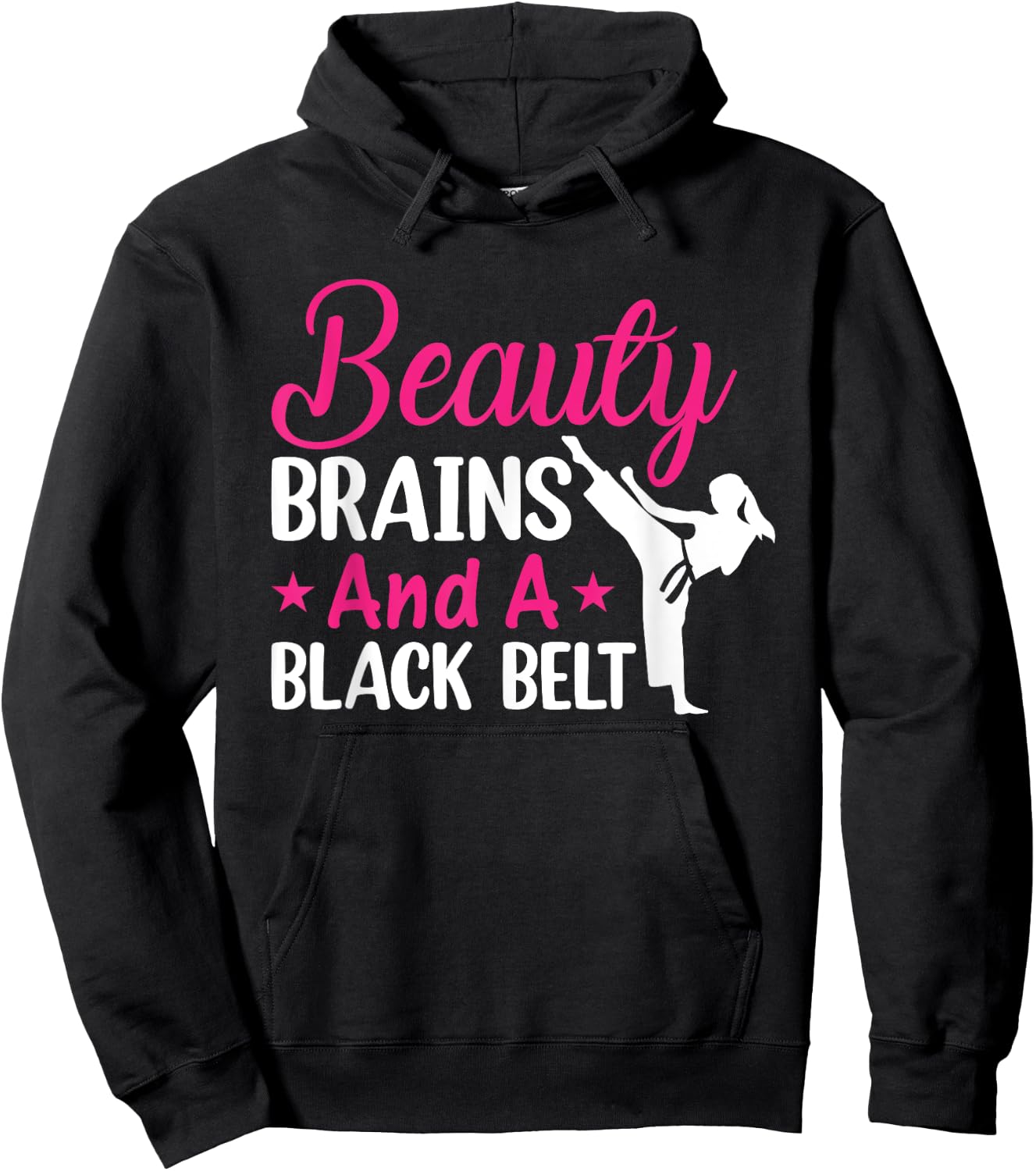 Beauty Brains And A Black Belt Martial Arts Cute Karate Girl Hoodie - Hoodie | Black