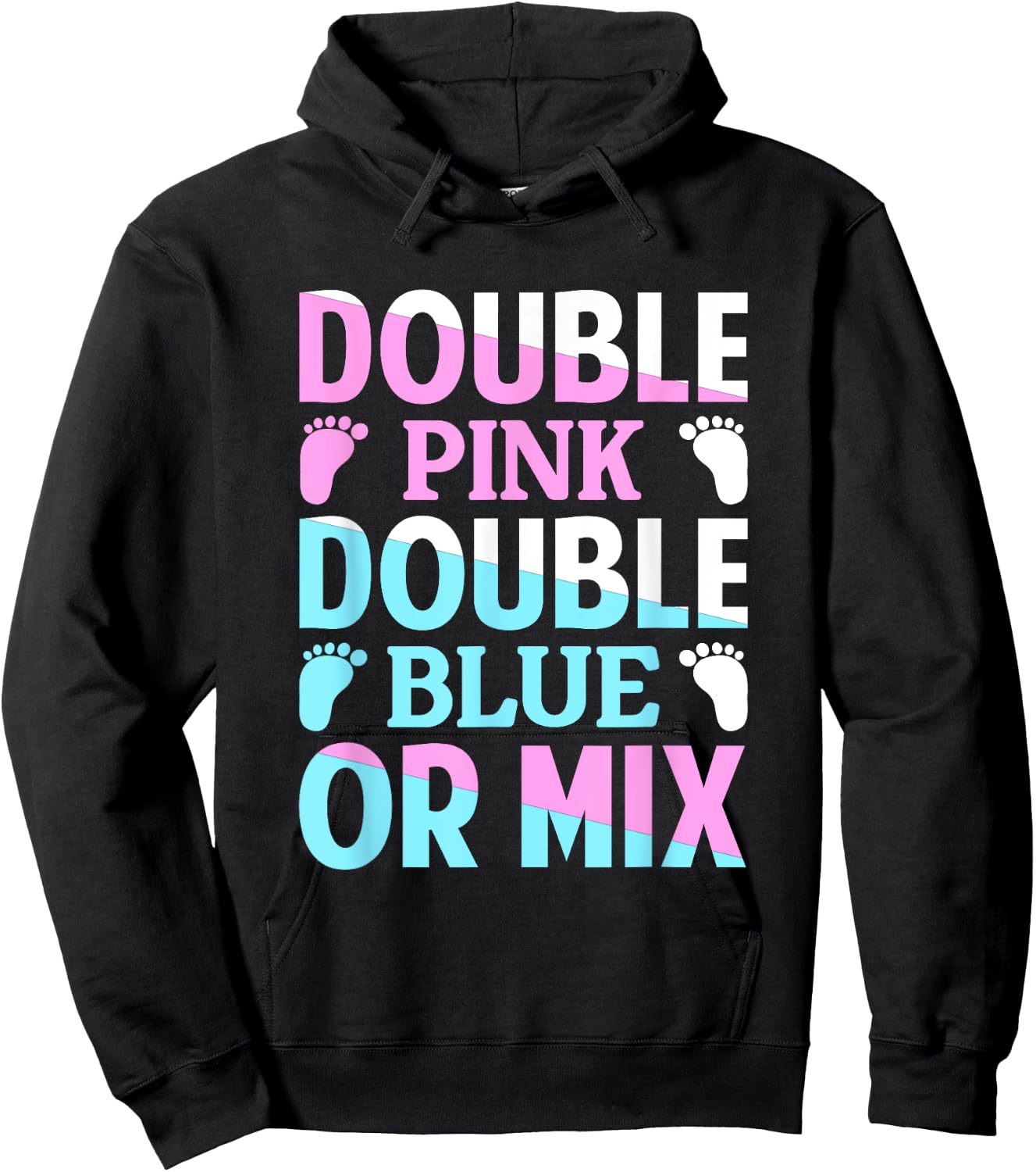 Double Pink Double Blue Mix Twin Gender Announcement Reveal Hoodie - Hoodie | Black
