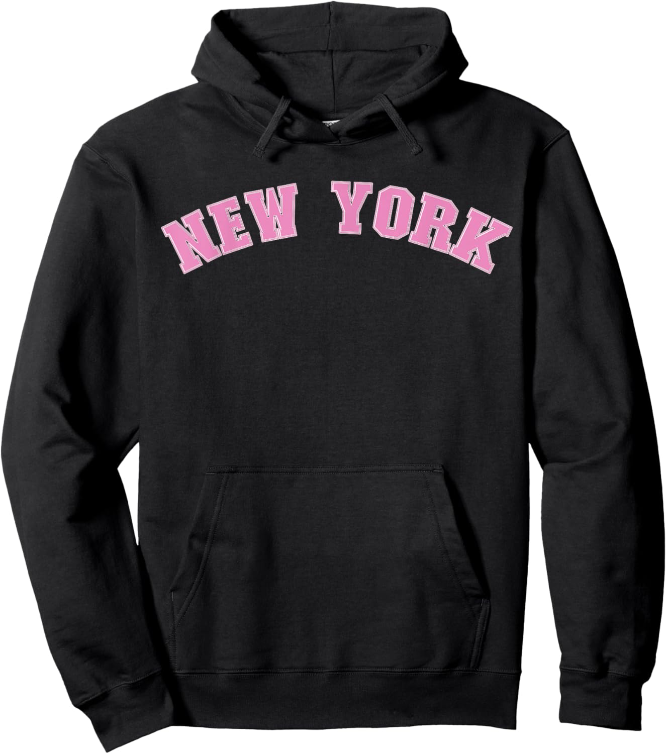 New York Varsity Style Pink Text Hoodie - Hoodie | Black
