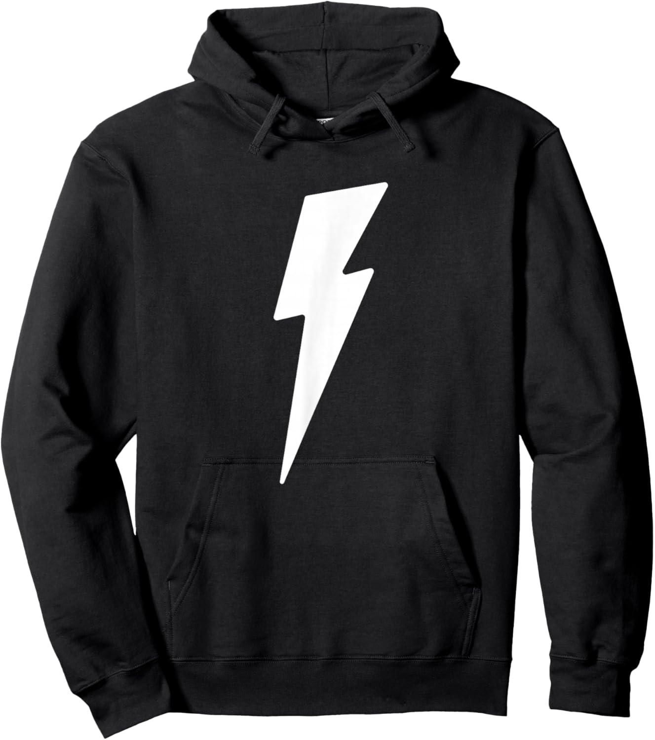 Simple Lightning Bolt in White | Thunder Bolt Graphic Hoodie - Hoodie | Black