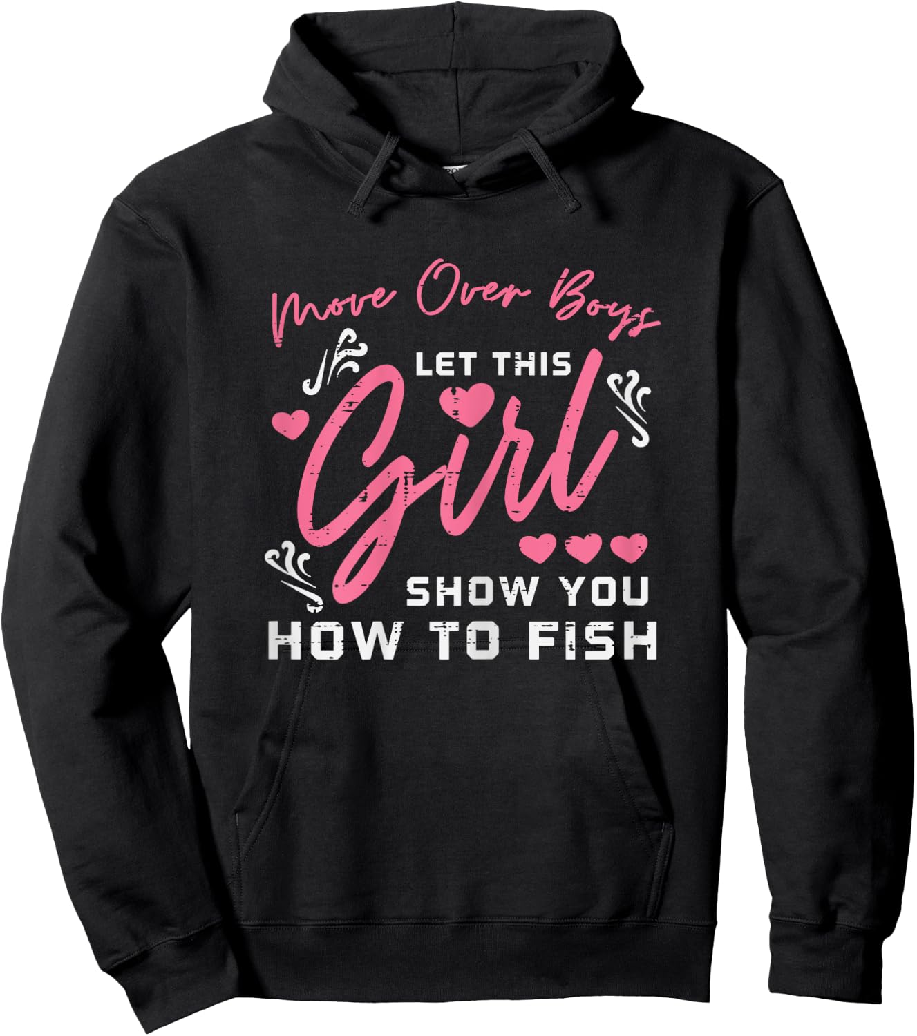Mover Over Boys Girl Show How To Fish Fun Fishing Women Kids Hoodie - Hoodie | Black