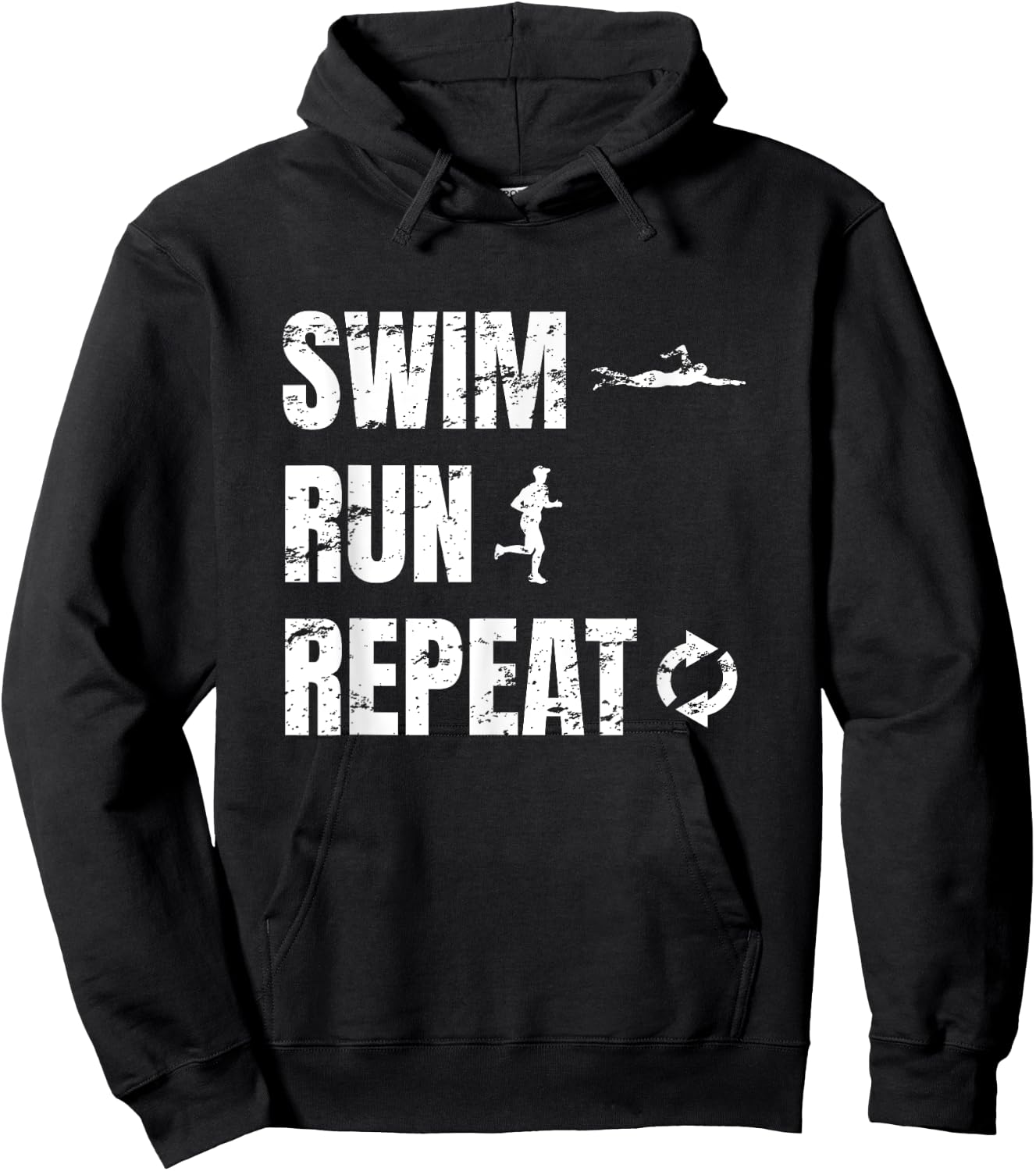 Swimrun Design Swim Run Repeat Swimming Running Sports Hoodie - Hoodie | Black