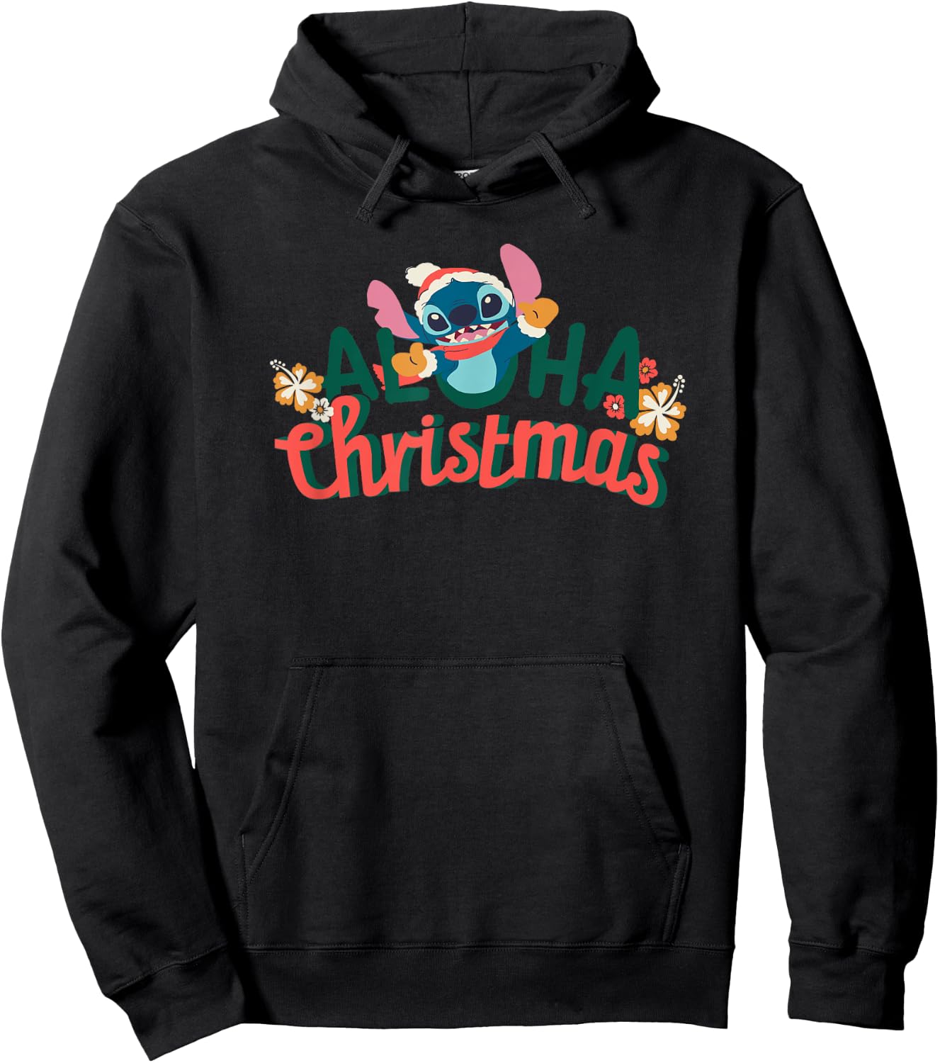 Amazon Essentials Men's Stitch Smiling Aloha Christmas , Black Graphic Print, Small Hoodie - Hoodie | Black