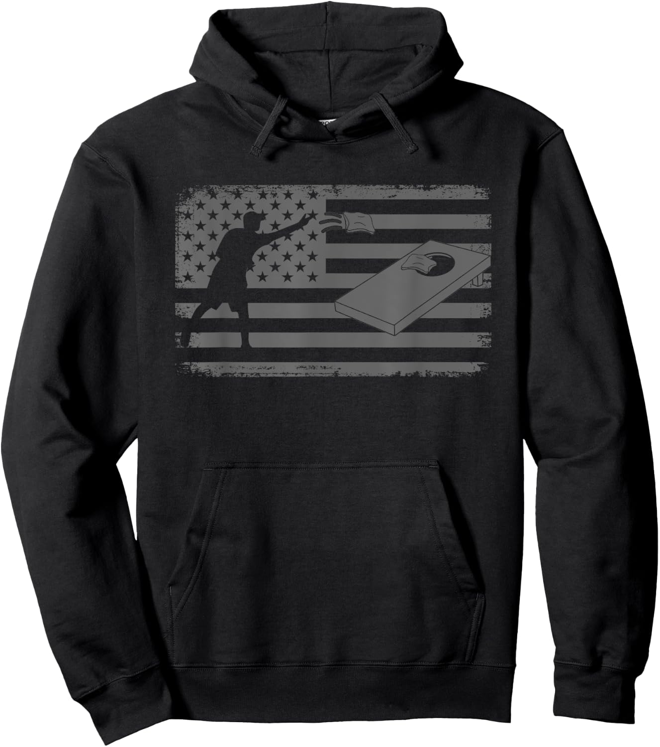 Cornhole Usa Flag Cornhole Team Bean Bag Funny Cornhole Hoodie - Hoodie | Black