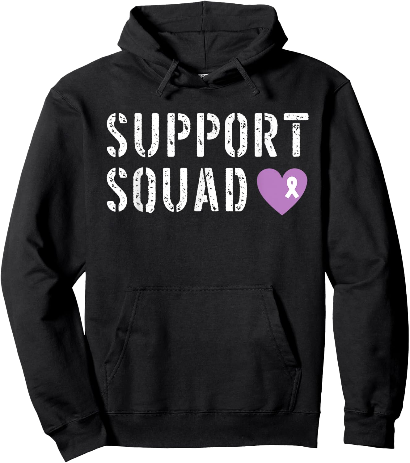 Support Squad Pancreatic Cancer Awareness Purple Ribbon Hoodie - Hoodie | Black
