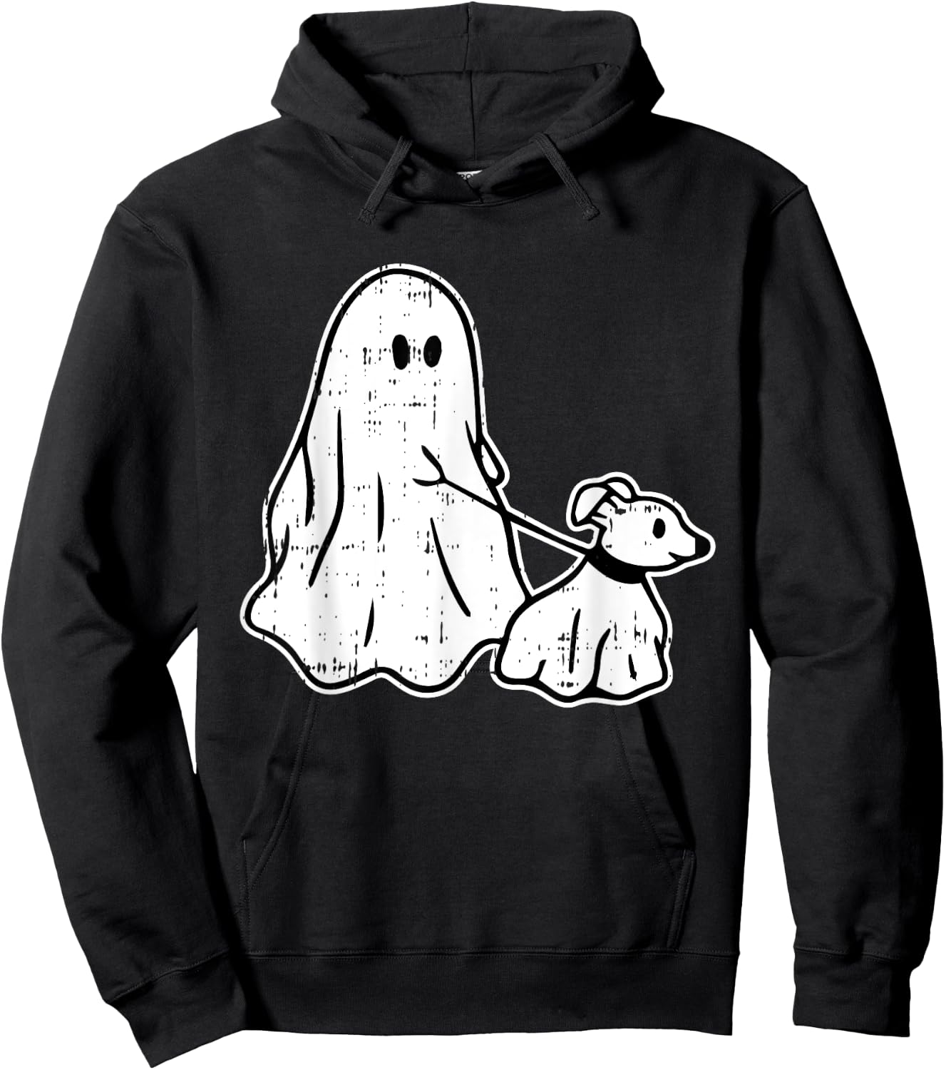 Ghost Holding Puppy Dog Halloween Costume Ghoul Doggie Women Kids Hoodie - Hoodie | Black