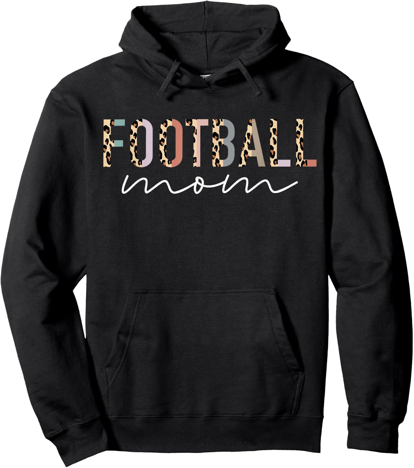 Football Mom Gifts Leopard Print Football Mama Mother's Day Hoodie - Hoodie | Black