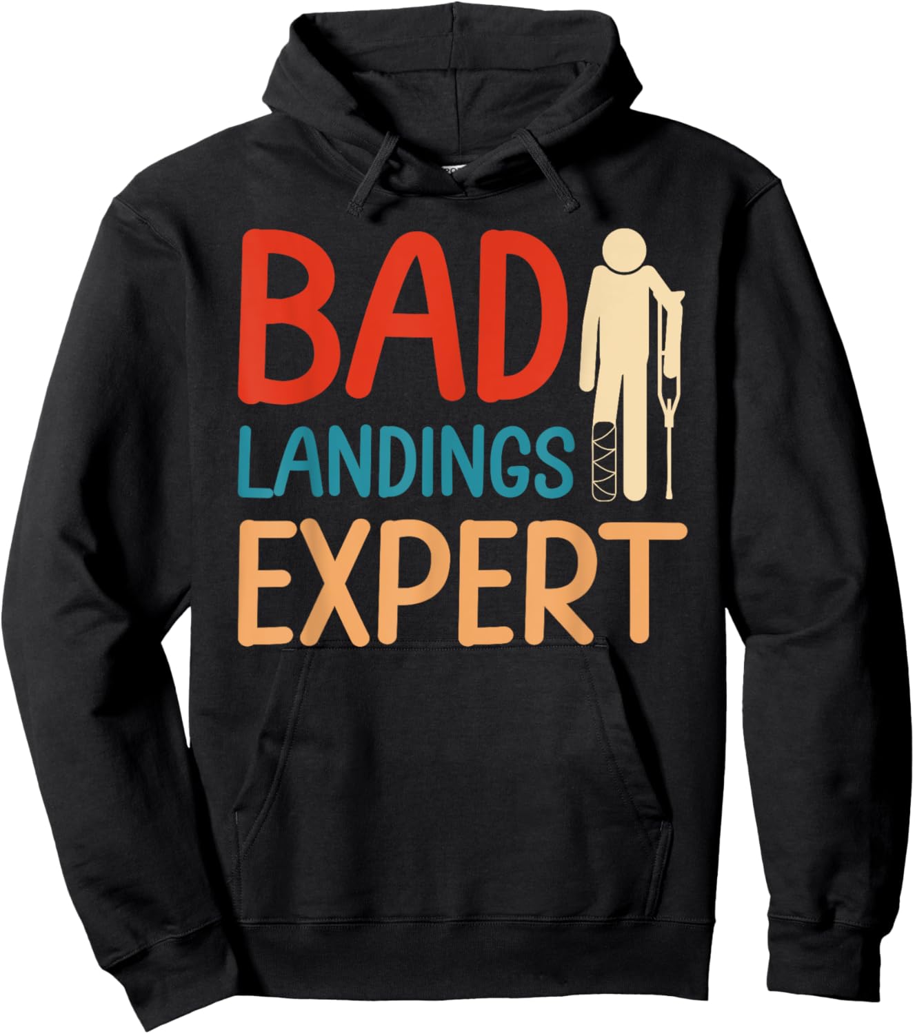 Bad Landing Expert Funny Foot Surgery Survivor Recovery Hoodie - Hoodie | Black