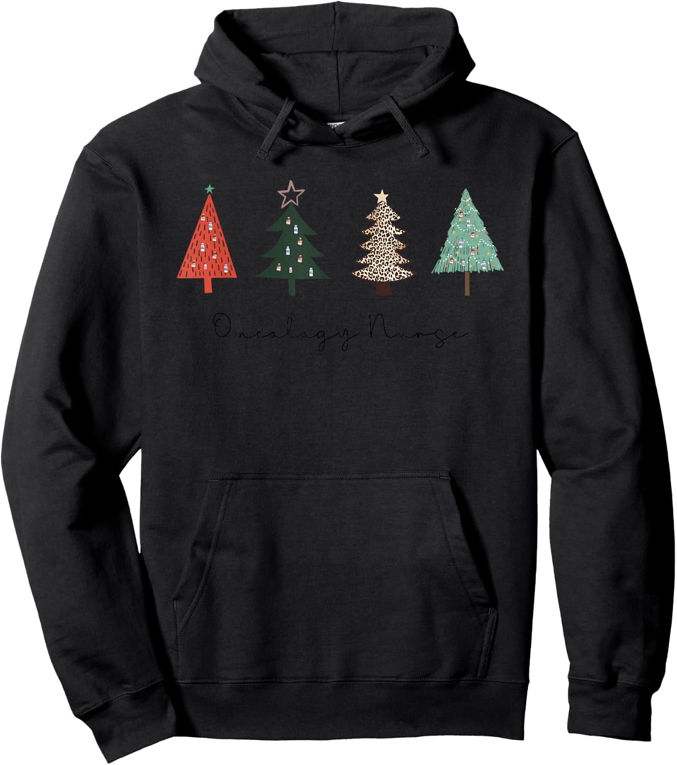 Oncology Nurse Christmas Tree Xmas Graphic Hoodie - Hoodie | Black