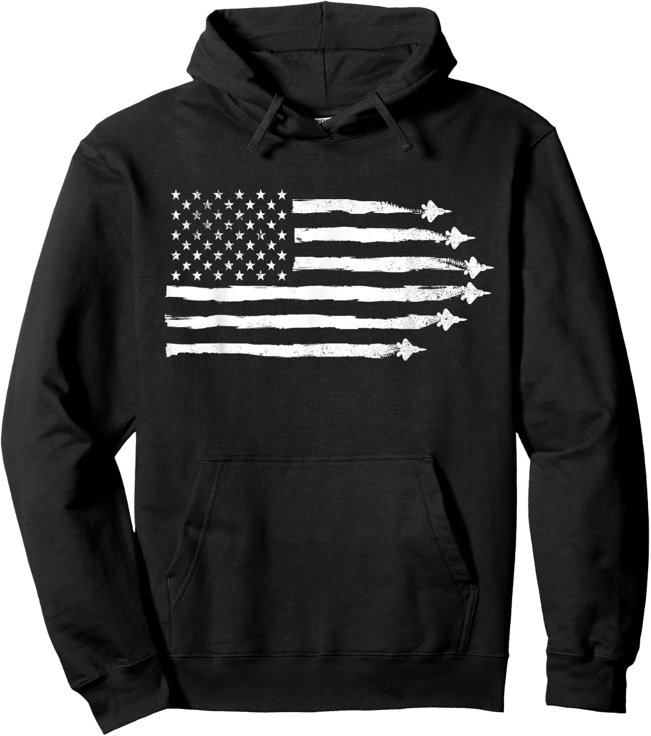 F22 Raptor Patriotic Vintage USA Flag Fighter Jets Men Hoodie - Hoodie | Black