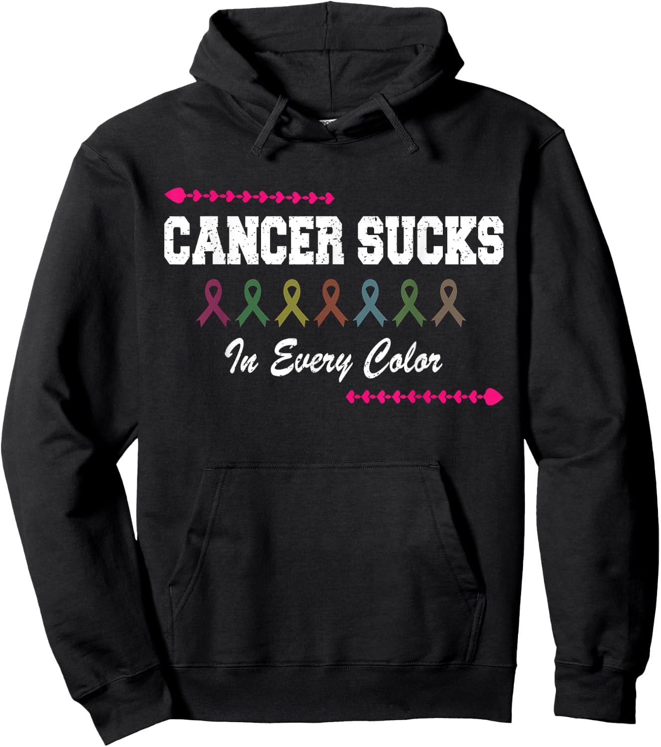 Cancer Sucks In Every Color Ribbon Colors cancer fighters Hoodie - Hoodie | Black