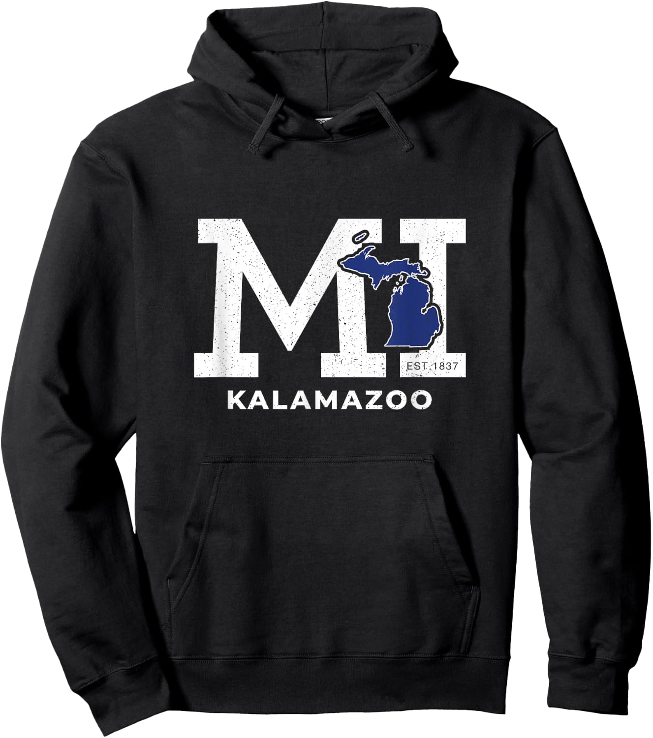 Kalamazoo Michigan MI Block Letters Vintage Athletic Sport Hoodie - Hoodie | Black