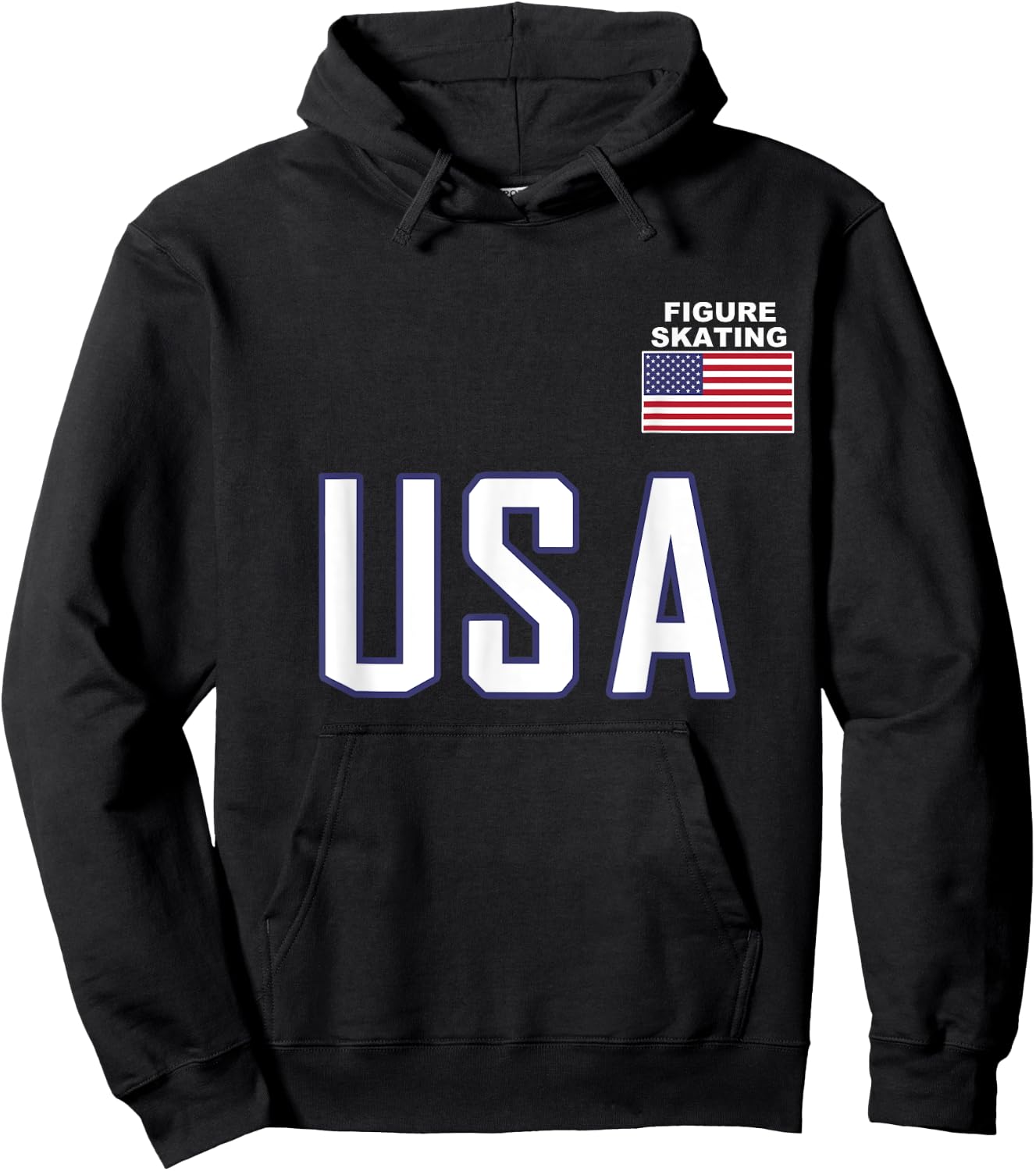 USA Flag Figure Skating Ice Skating Equipment Girl Hoodie - Hoodie | Black