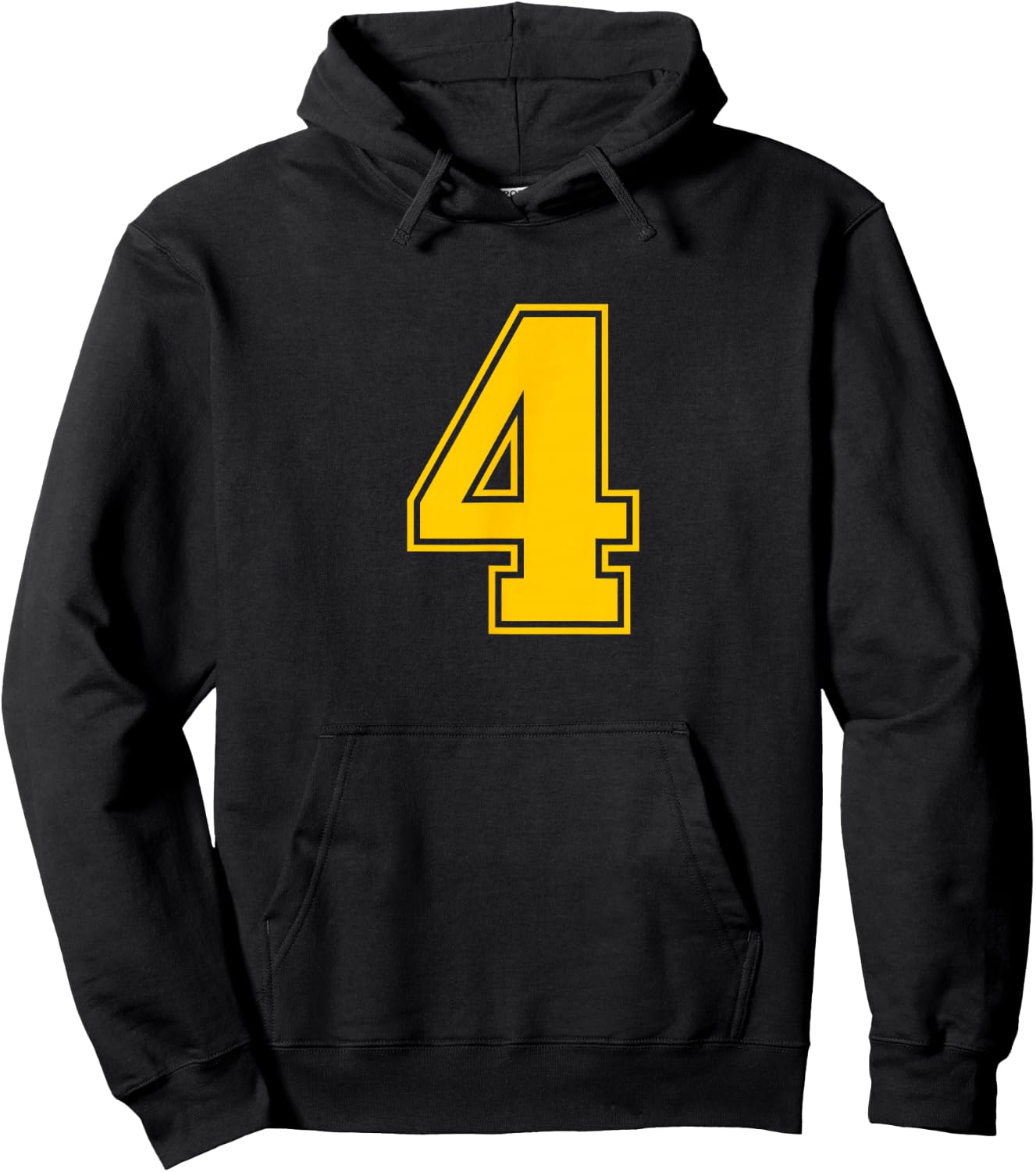 Yellow Sports Team Number #4 Hoodie - Hoodie | Black