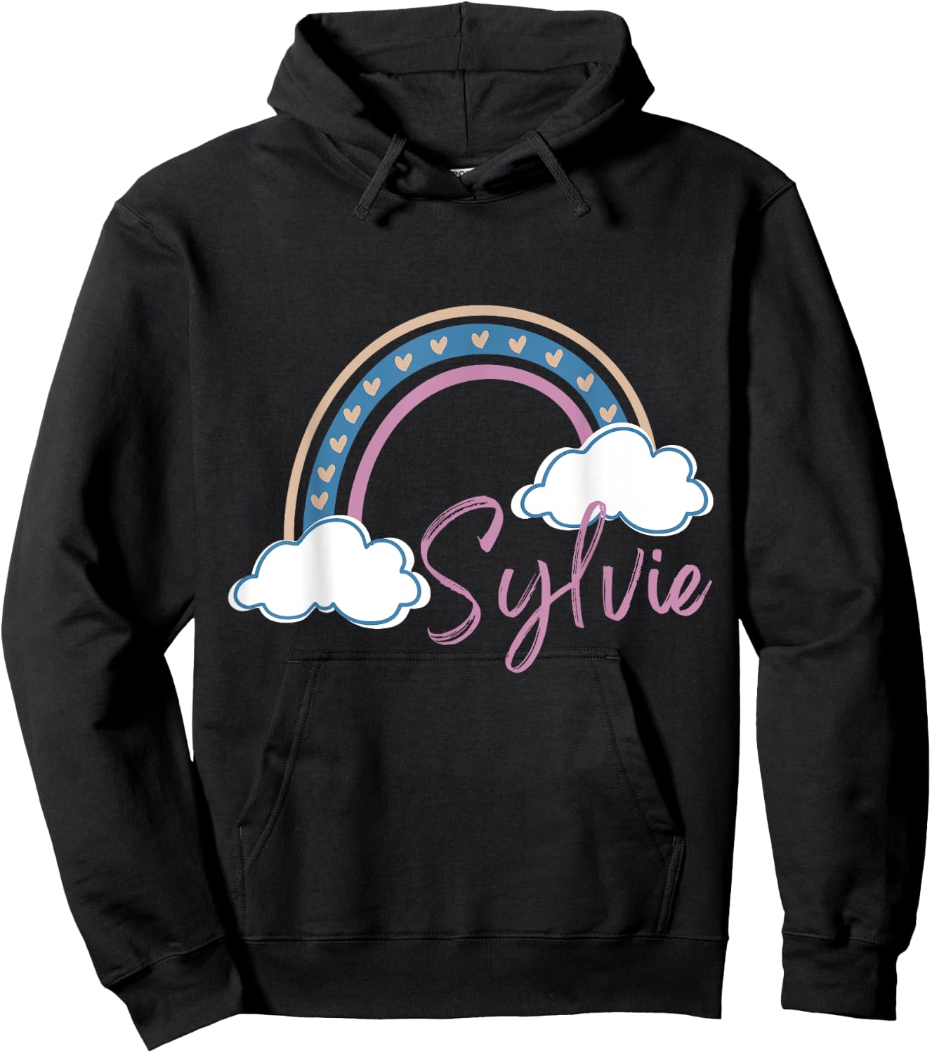 Sylvie Name tag Girl Boho Rainbow Pink Sylvie Rainbow Hoodie - Hoodie | Black