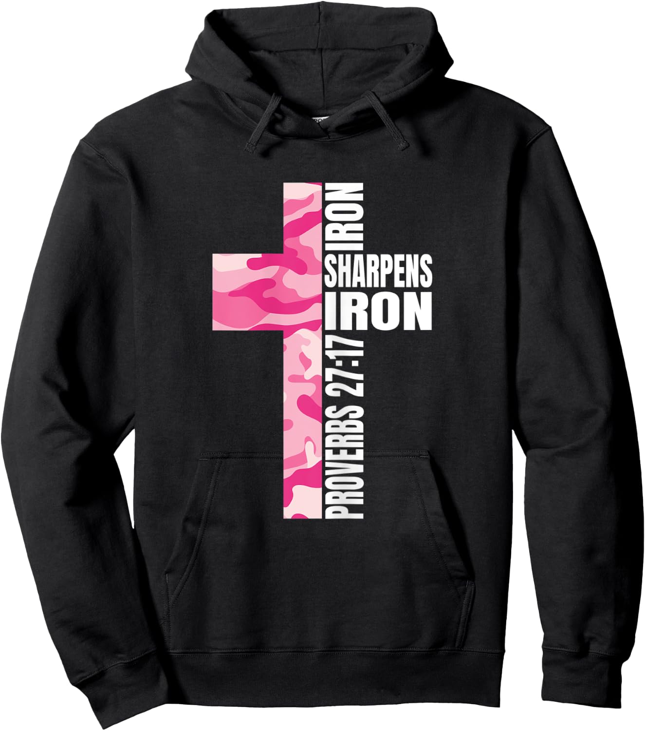 Pink Camo Cross Christian Best Friend Bible Verse Graphic Hoodie - Hoodie | Black
