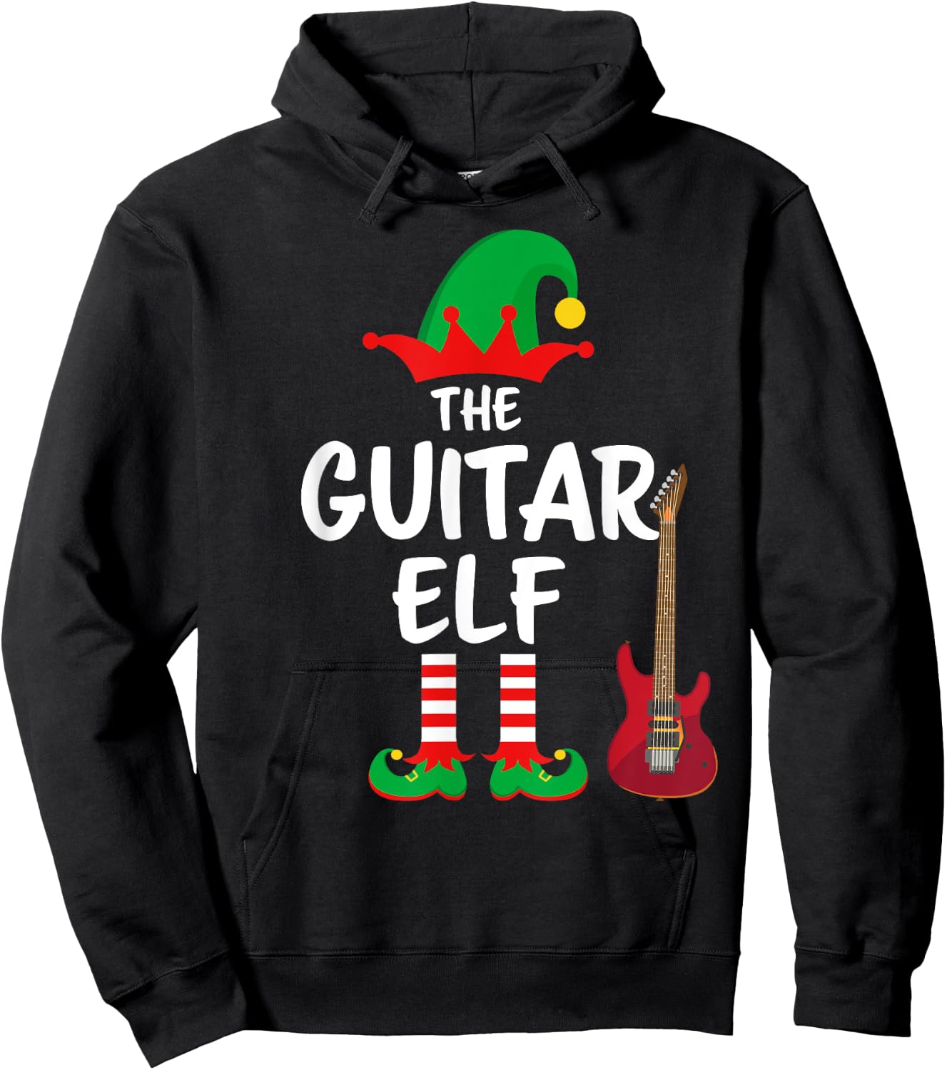 The Guitar Elf Matching Family Christmas Hoodie - Hoodie | Black